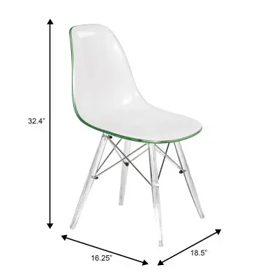 Dover Molded Side Chair with Acrylic Base in White Green Set of 4