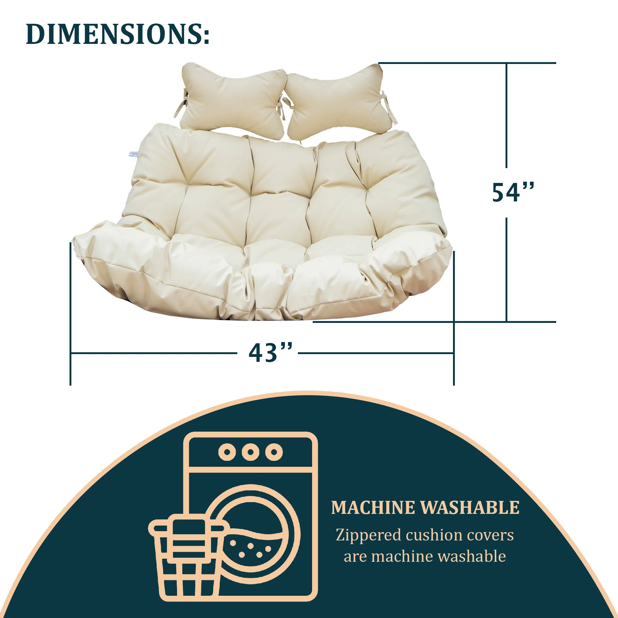 Wicker 2 Person Double Folding Hanging Egg Swing Cushion