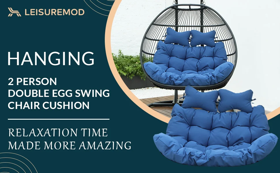 Wicker 2 Person Double Folding Hanging Egg Swing Cushion