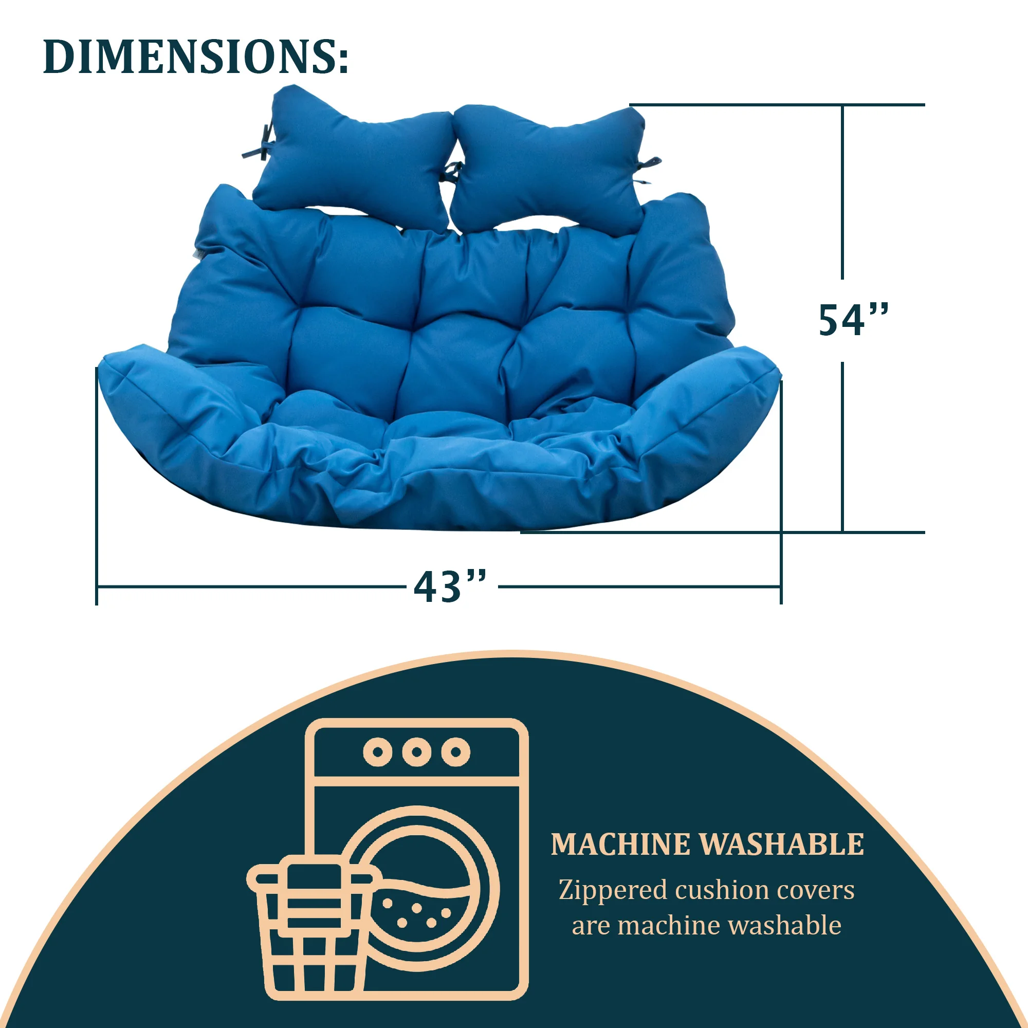 Wicker 2 Person Double Folding Hanging Egg Swing Cushion