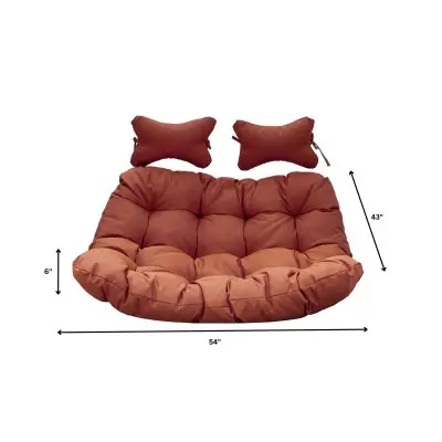 Wicker 2 Person Double Folding Hanging Egg Swing Cushion