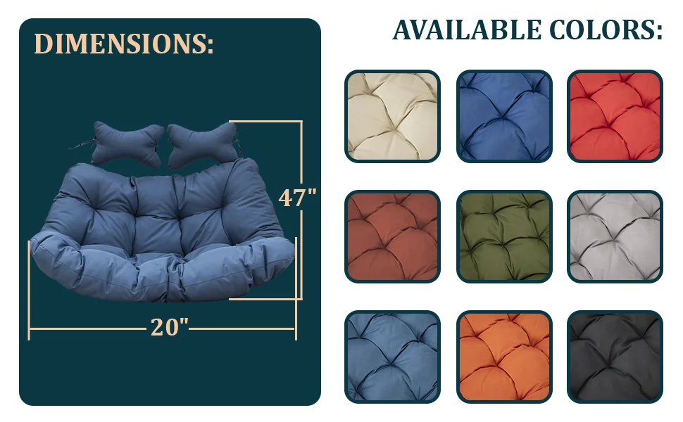 Wicker 2 Person Double Folding Hanging Egg Swing Cushion