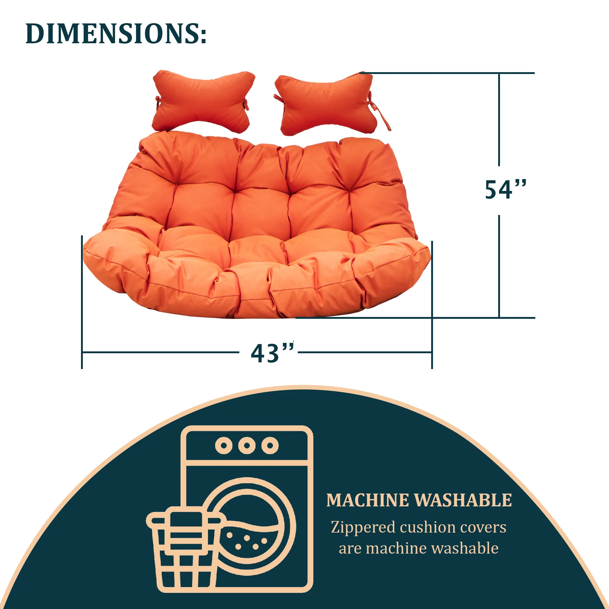 Wicker 2 Person Double Folding Hanging Egg Swing Cushion