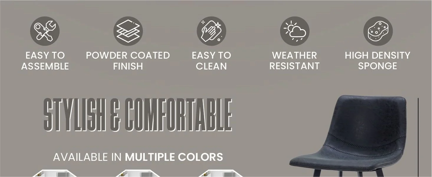 Elland - Counter stool -Charcoal Black