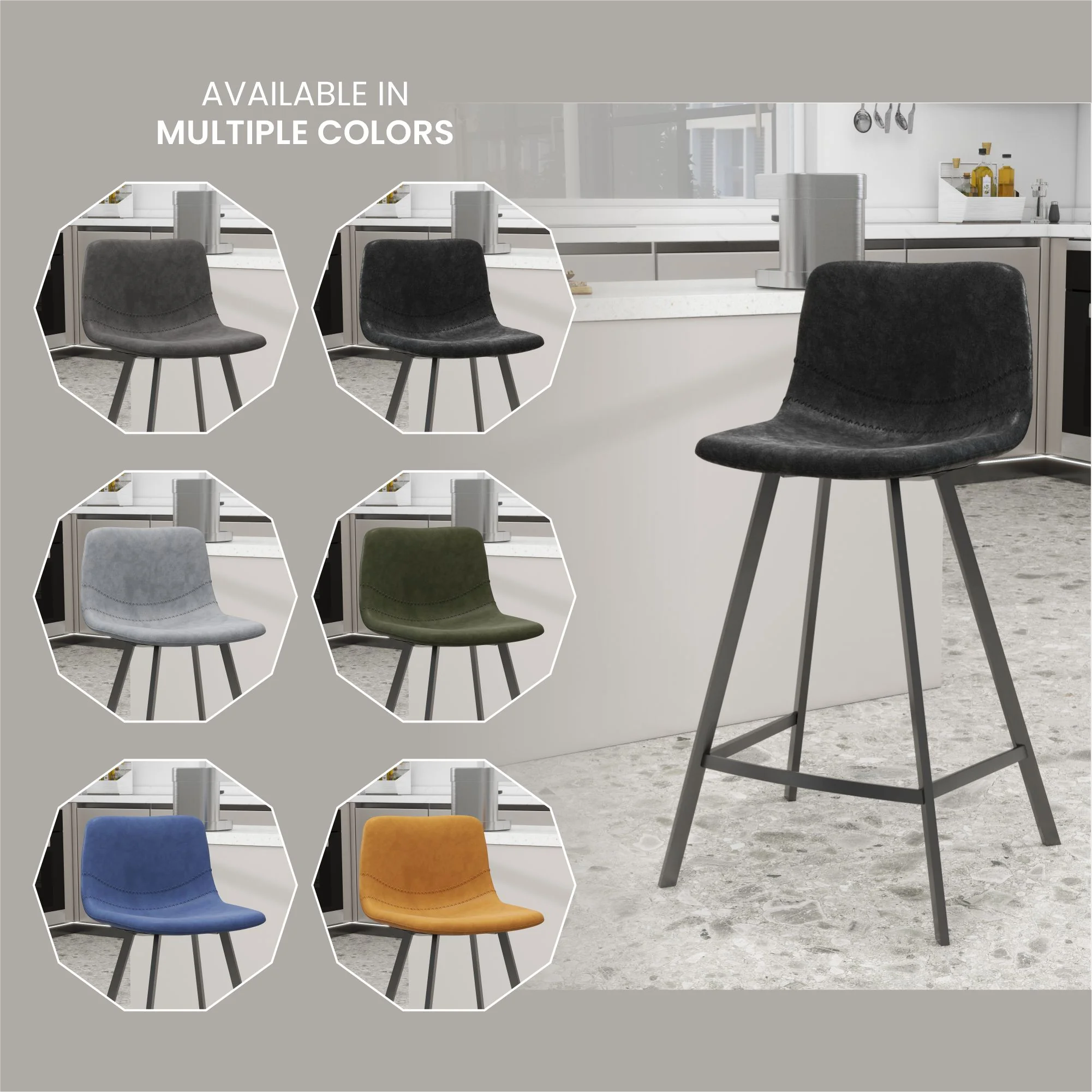 Elland - Counter stool -Charcoal Black