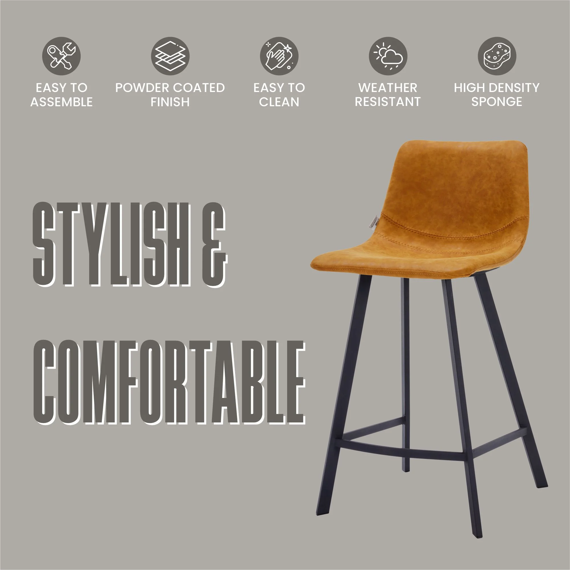 Elland - Counter stool -Light Brown