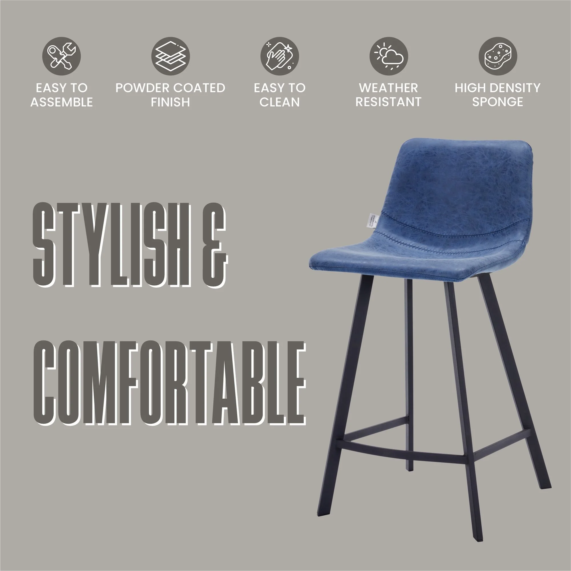 Elland - Counter stool - Peacock Blue