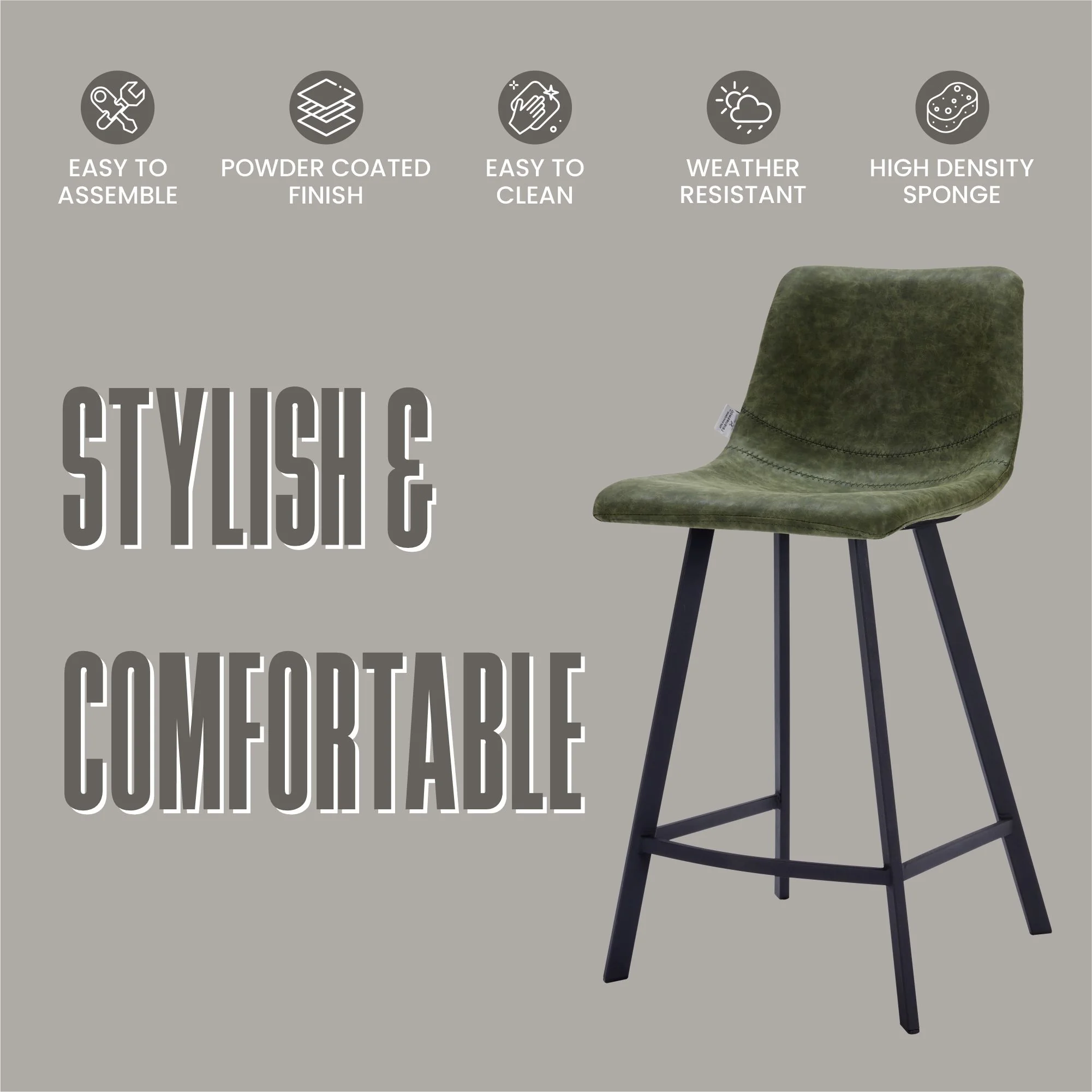 Elland - Counter stool - Olive Green
