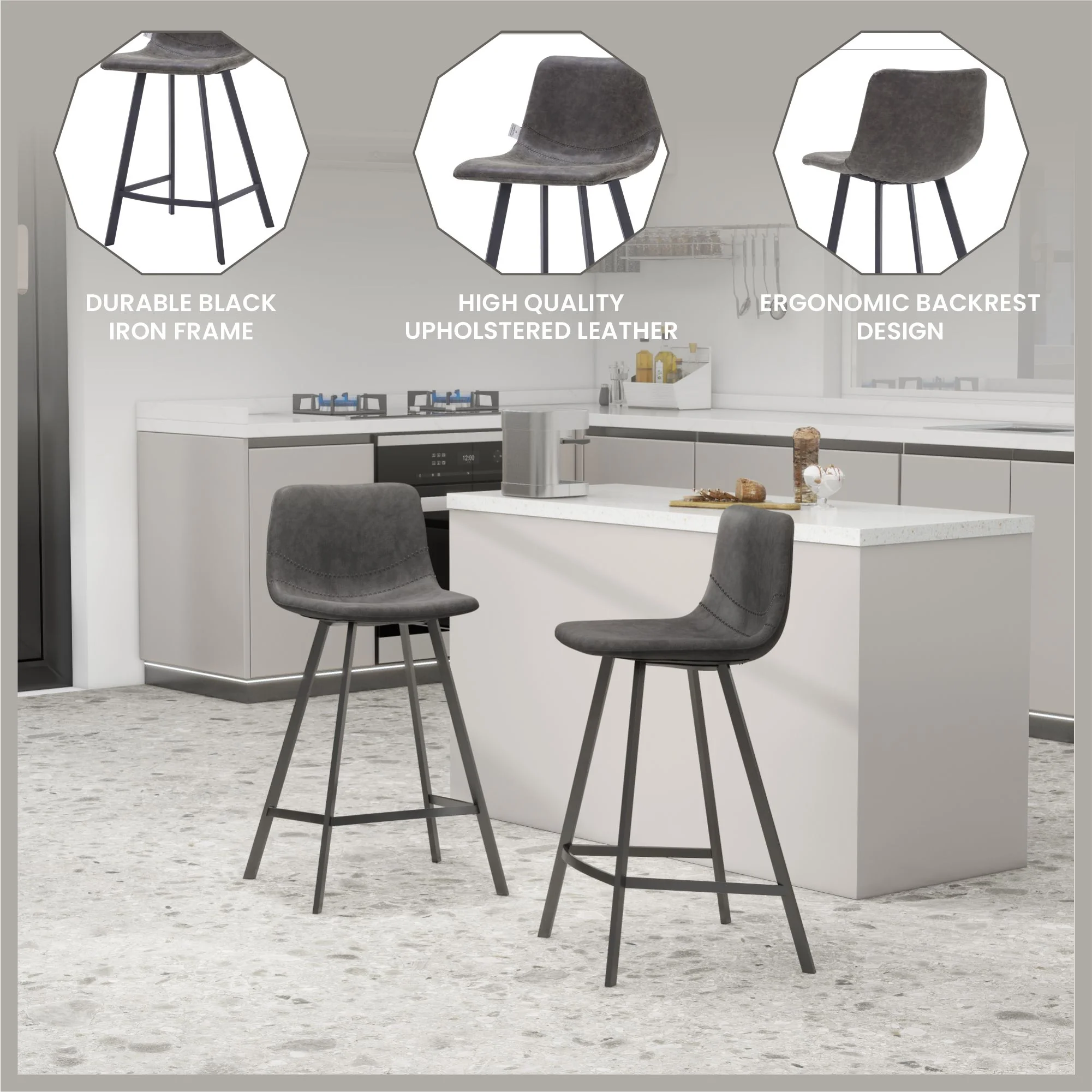 Elland - Counter stool - Grey