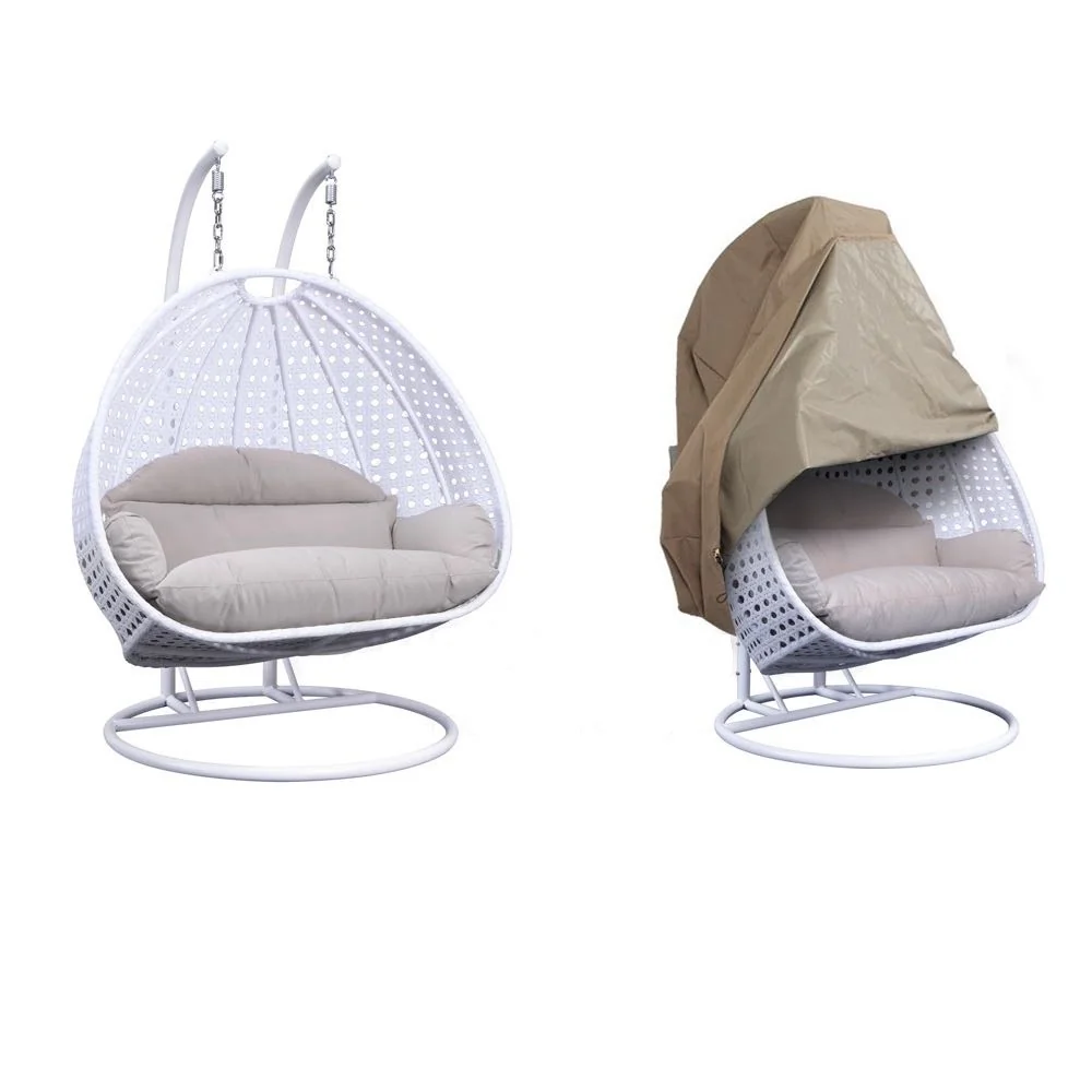 Wicker Hanging 2 person Egg Swing Chair With Outdoor Cover
