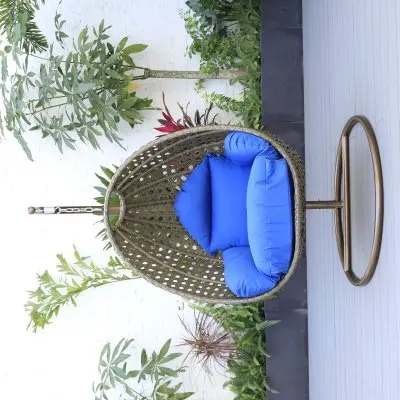 Beige Wicker Hanging Egg Swing Chair