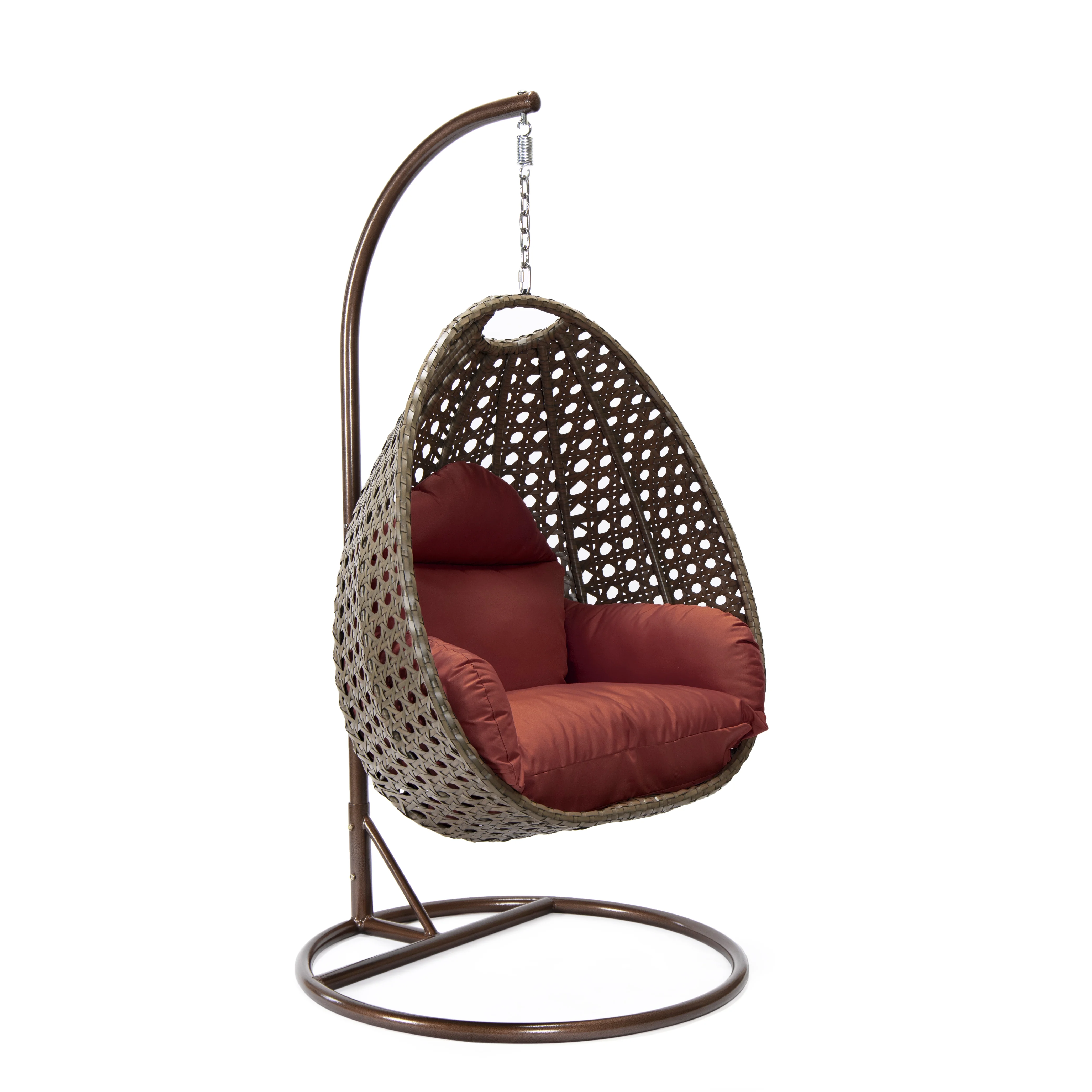 Beige Wicker Hanging Egg Swing Chair
