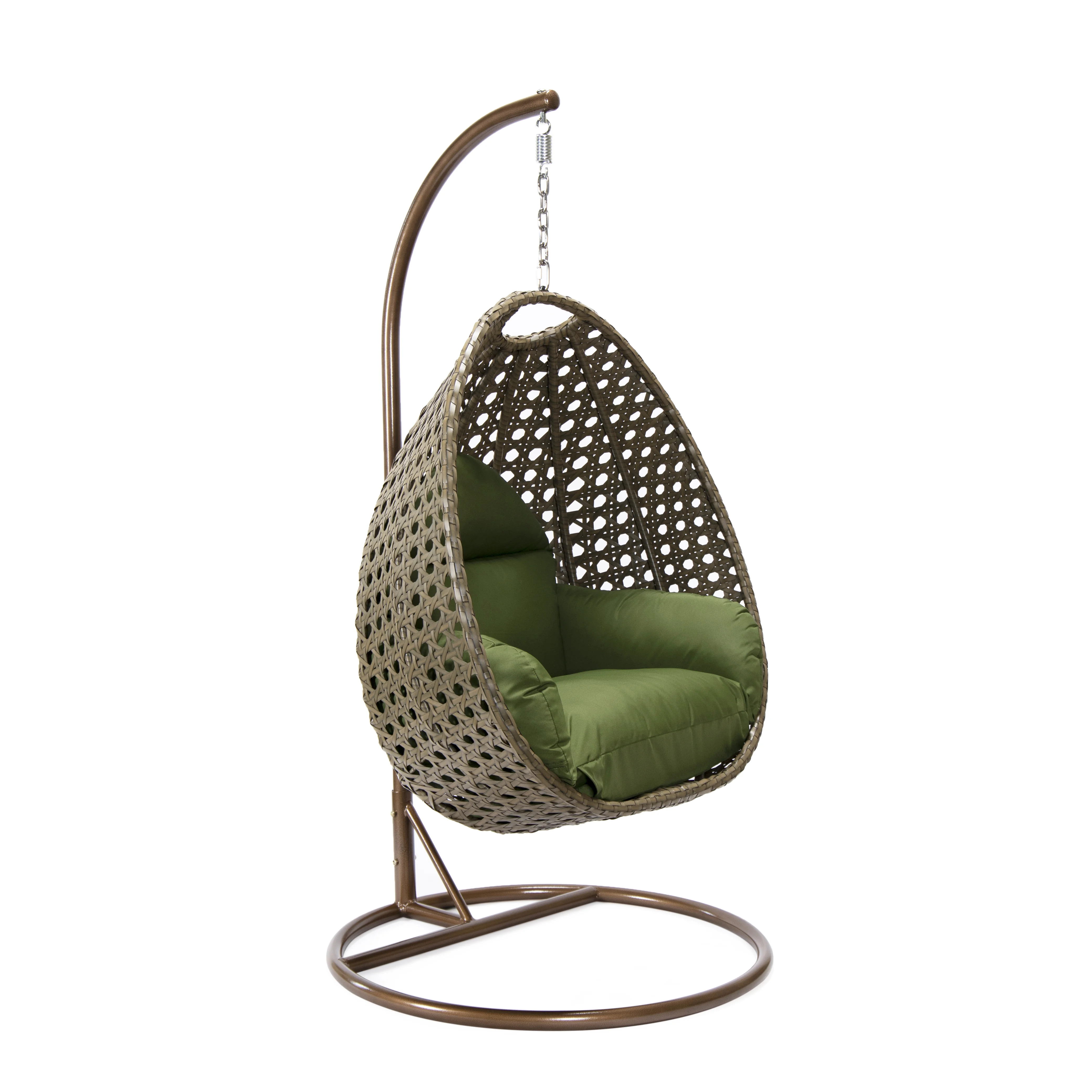 Beige Wicker Hanging Egg Swing Chair