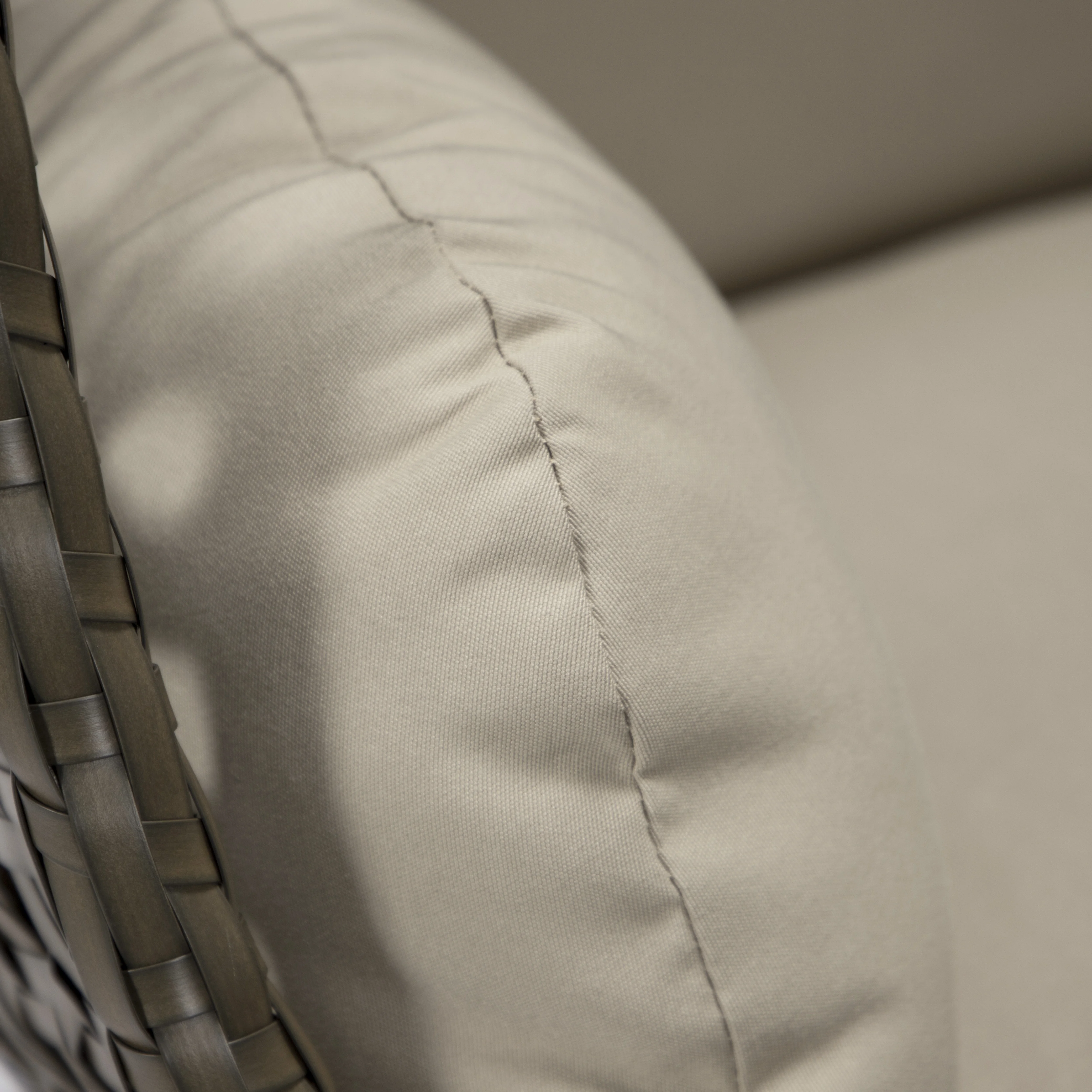 Beige Wicker Hanging Egg Swing Chair