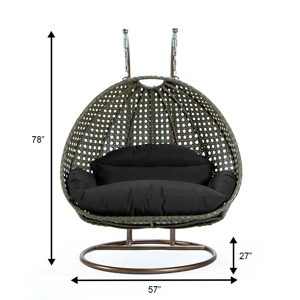 Beige Wicker Hanging 2 person Egg Swing Chair