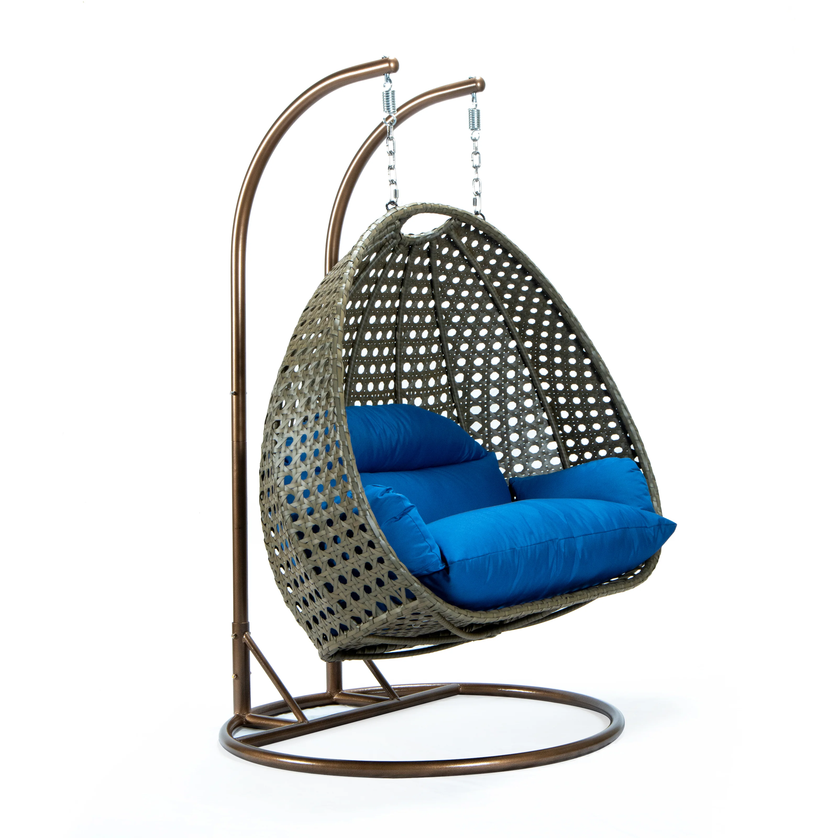 Beige Wicker Hanging 2 person Egg Swing Chair