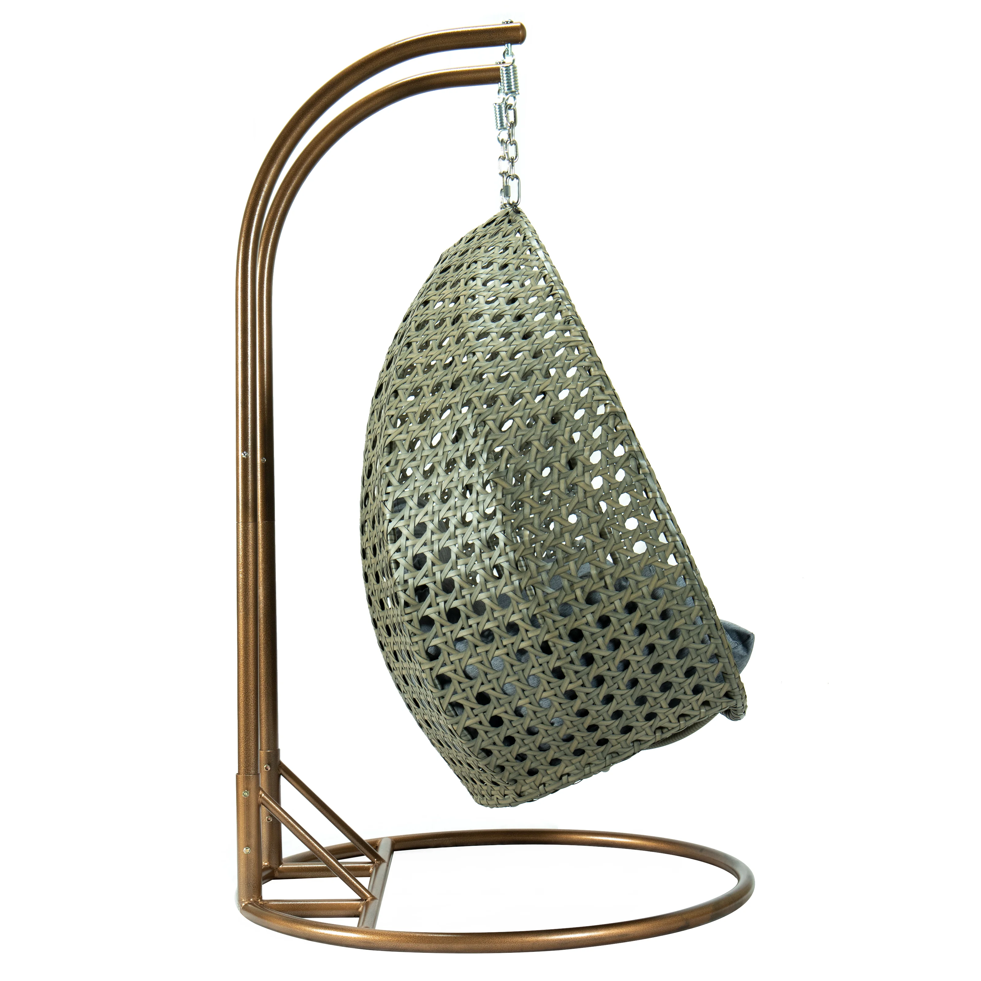 Beige Wicker Hanging 2 person Egg Swing Chair