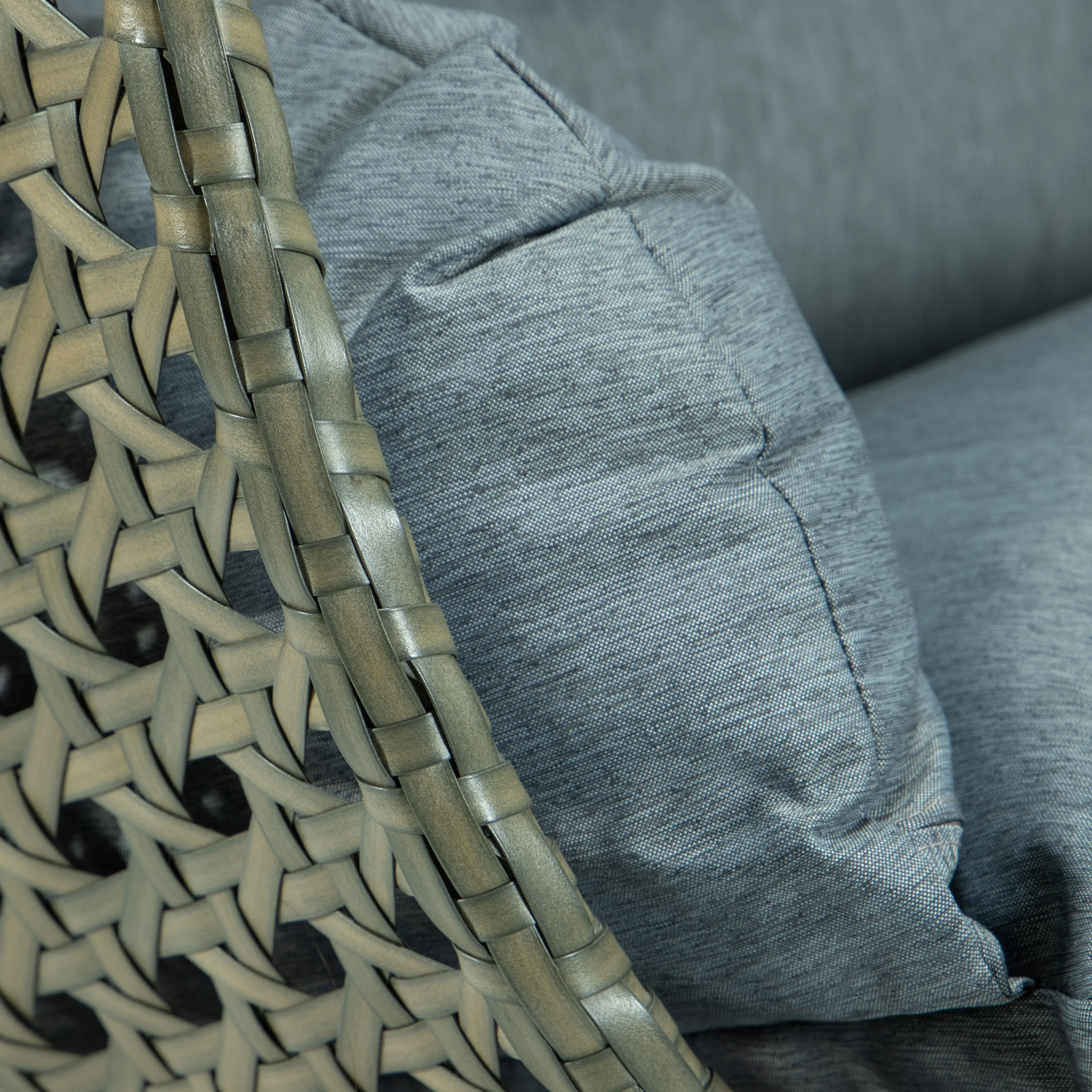 Beige Wicker Hanging 2 person Egg Swing Chair