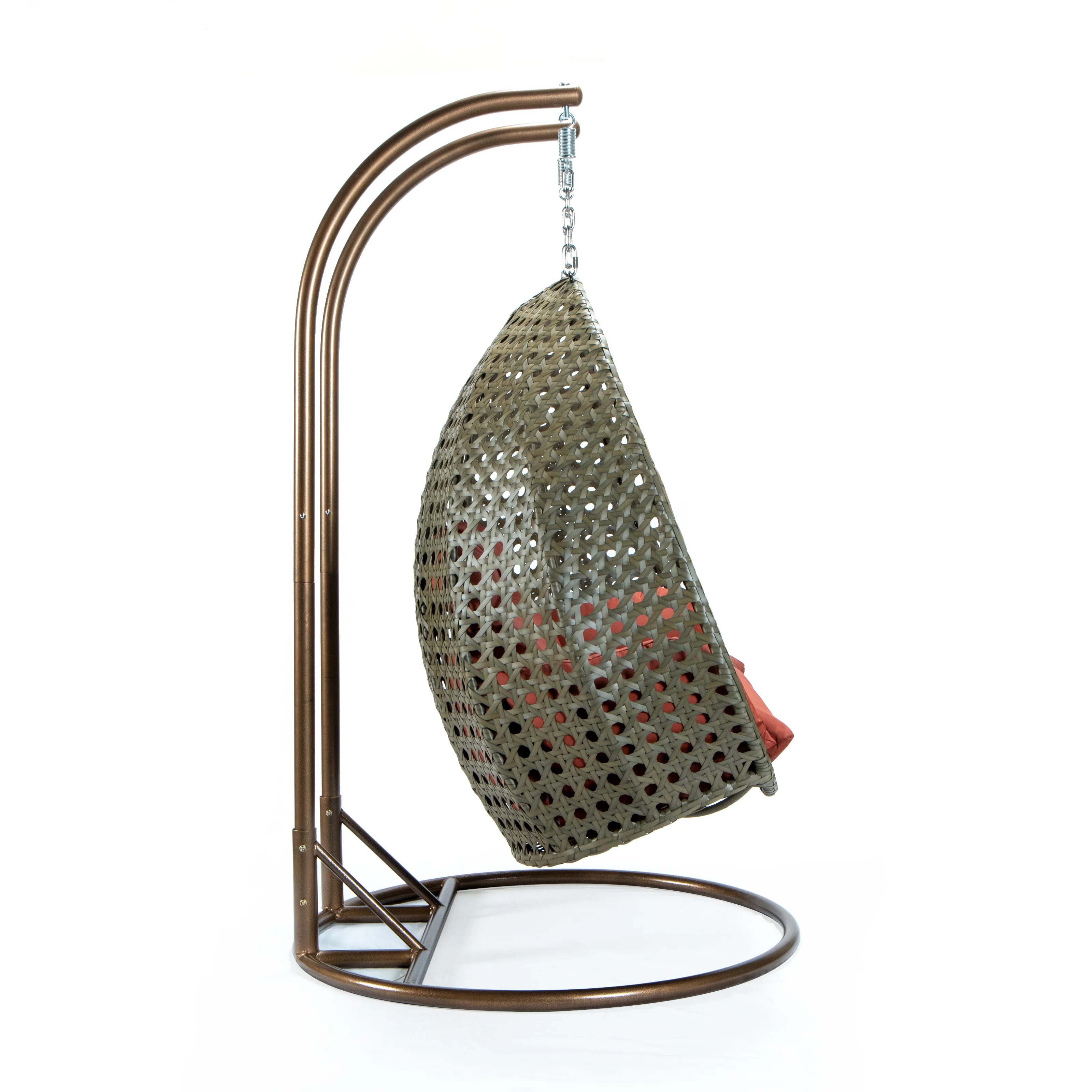 Beige Wicker Hanging 2 person Egg Swing Chair