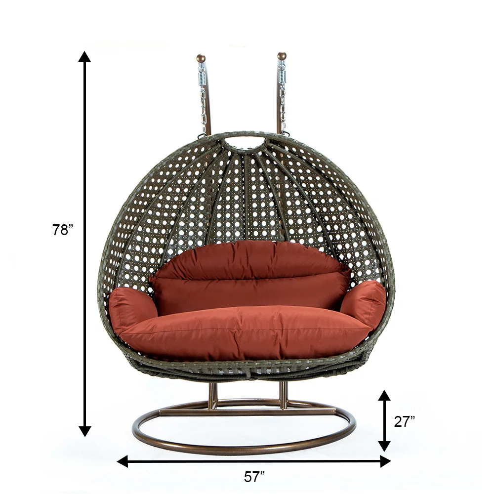 Beige Wicker Hanging 2 person Egg Swing Chair