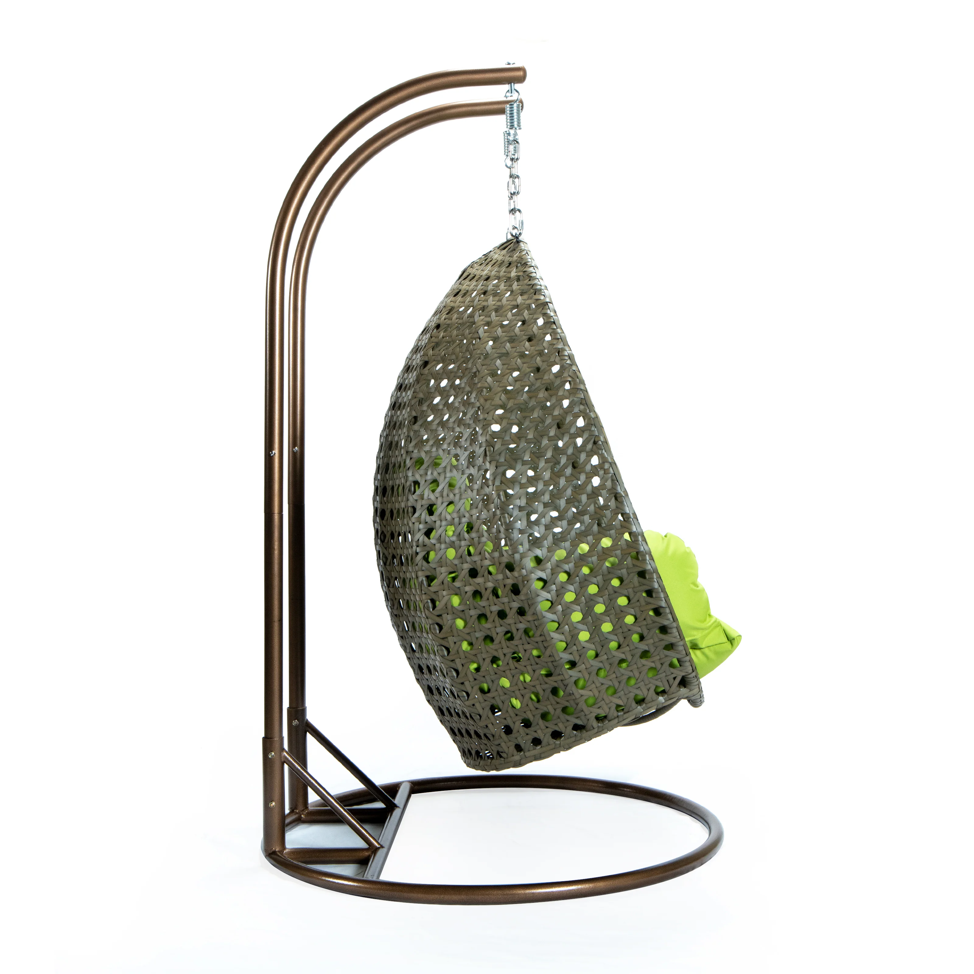 Beige Wicker Hanging 2 person Egg Swing Chair