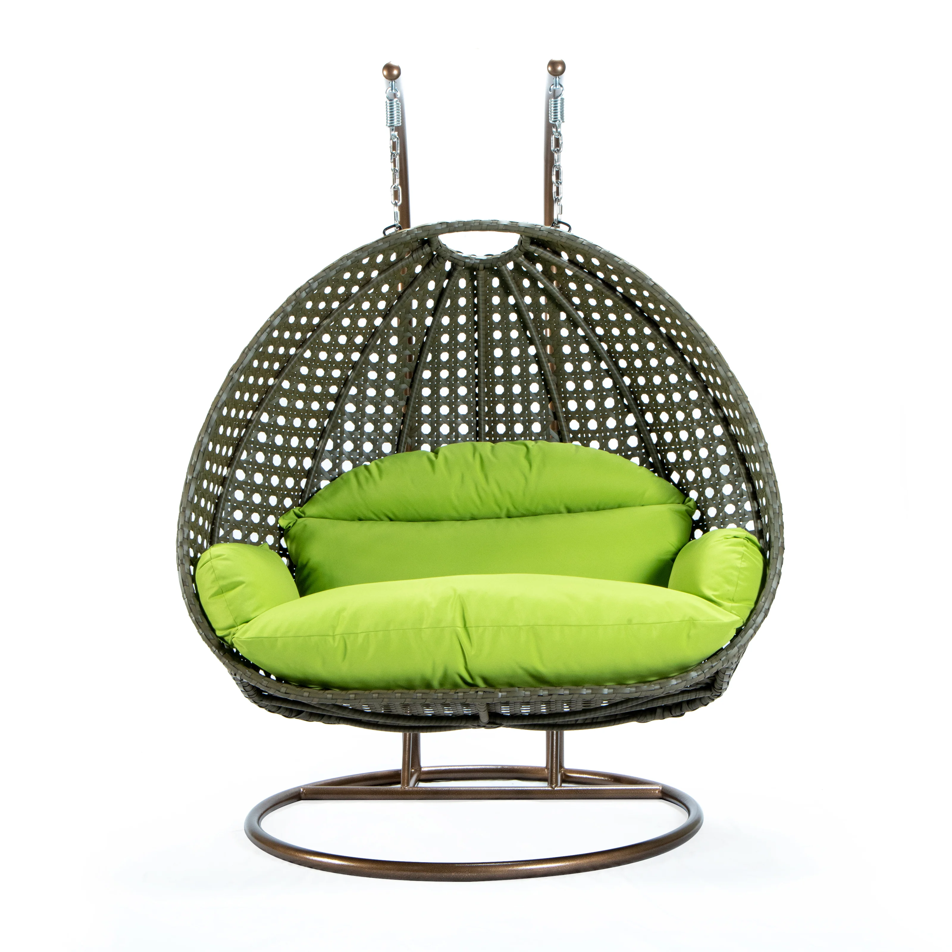 Beige Wicker Hanging 2 person Egg Swing Chair