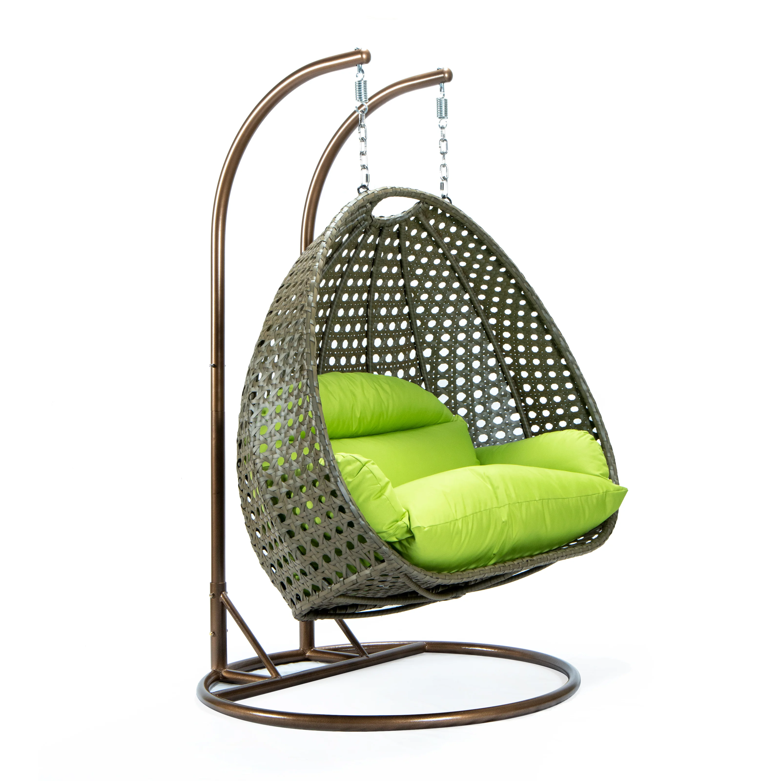 Beige Wicker Hanging 2 person Egg Swing Chair