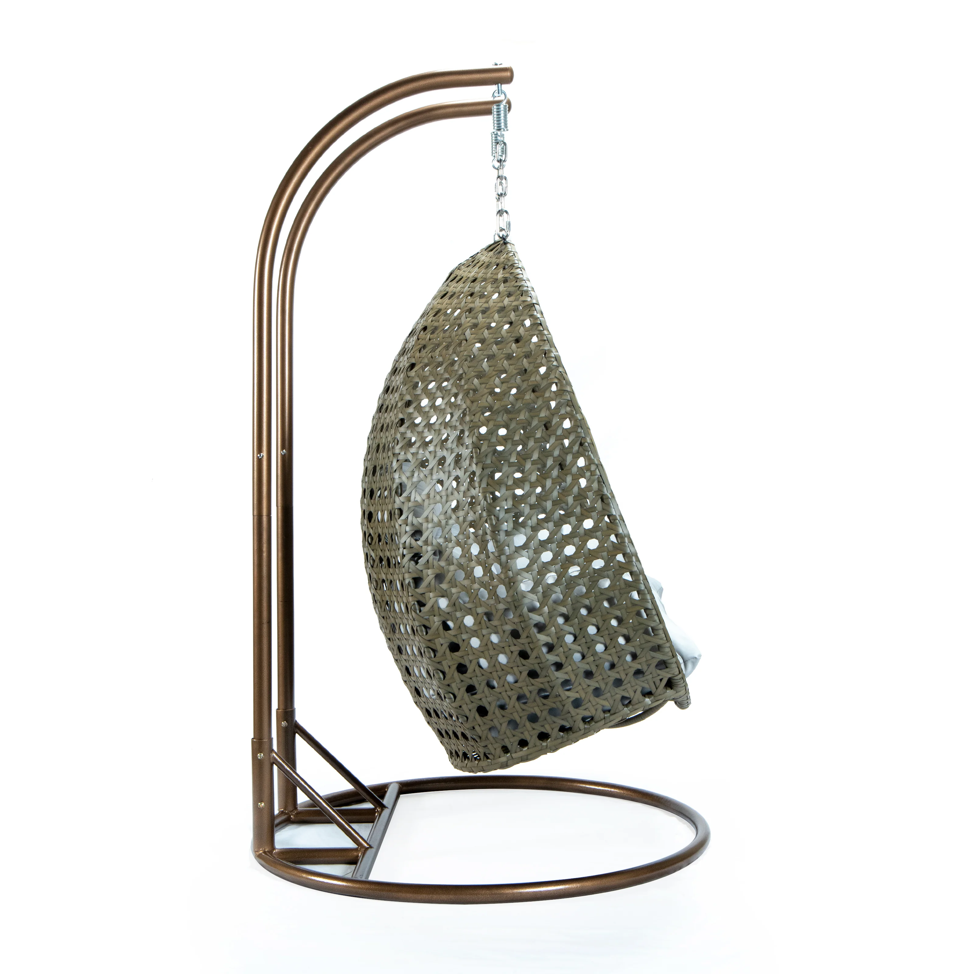 Beige Wicker Hanging 2 person Egg Swing Chair