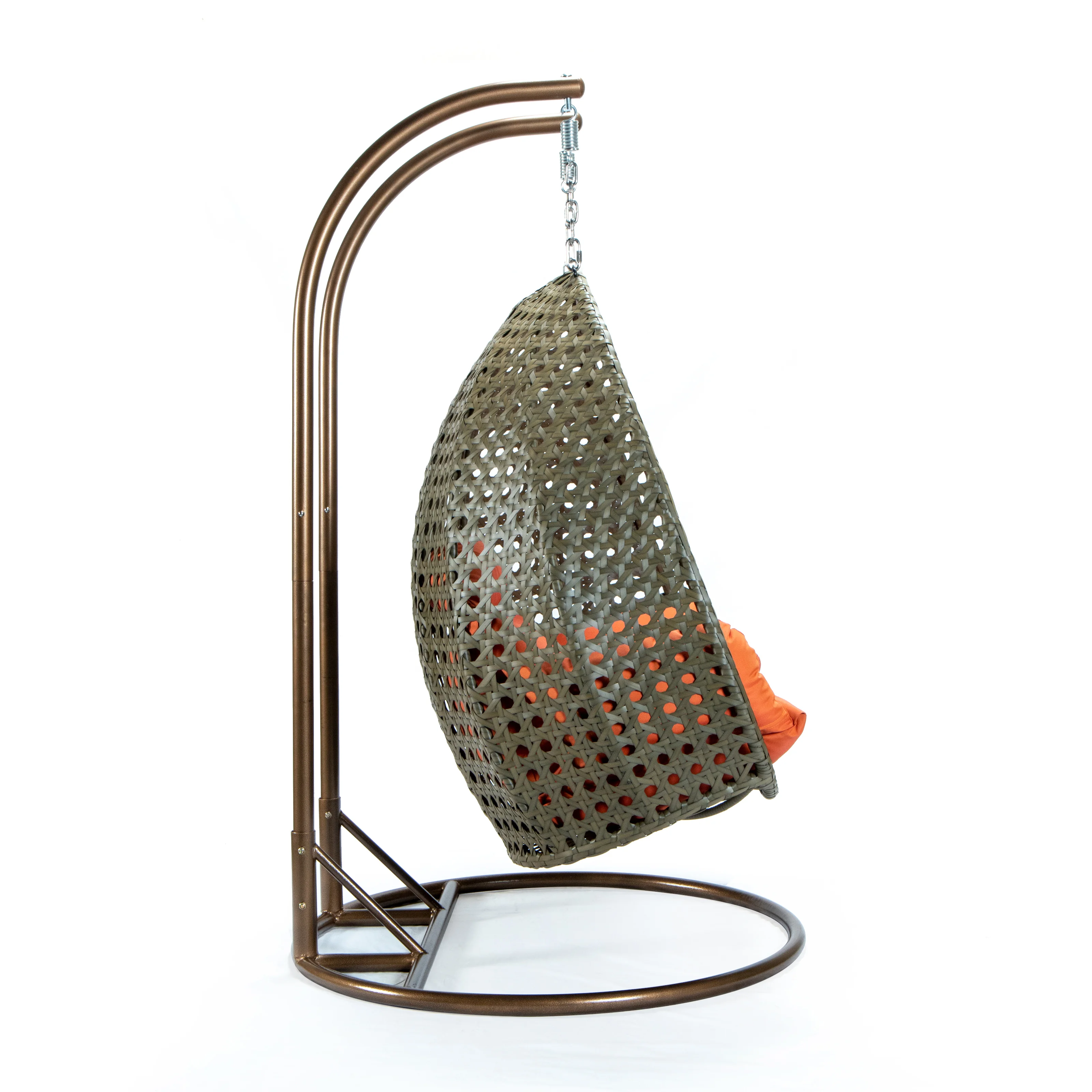 Beige Wicker Hanging 2 person Egg Swing Chair