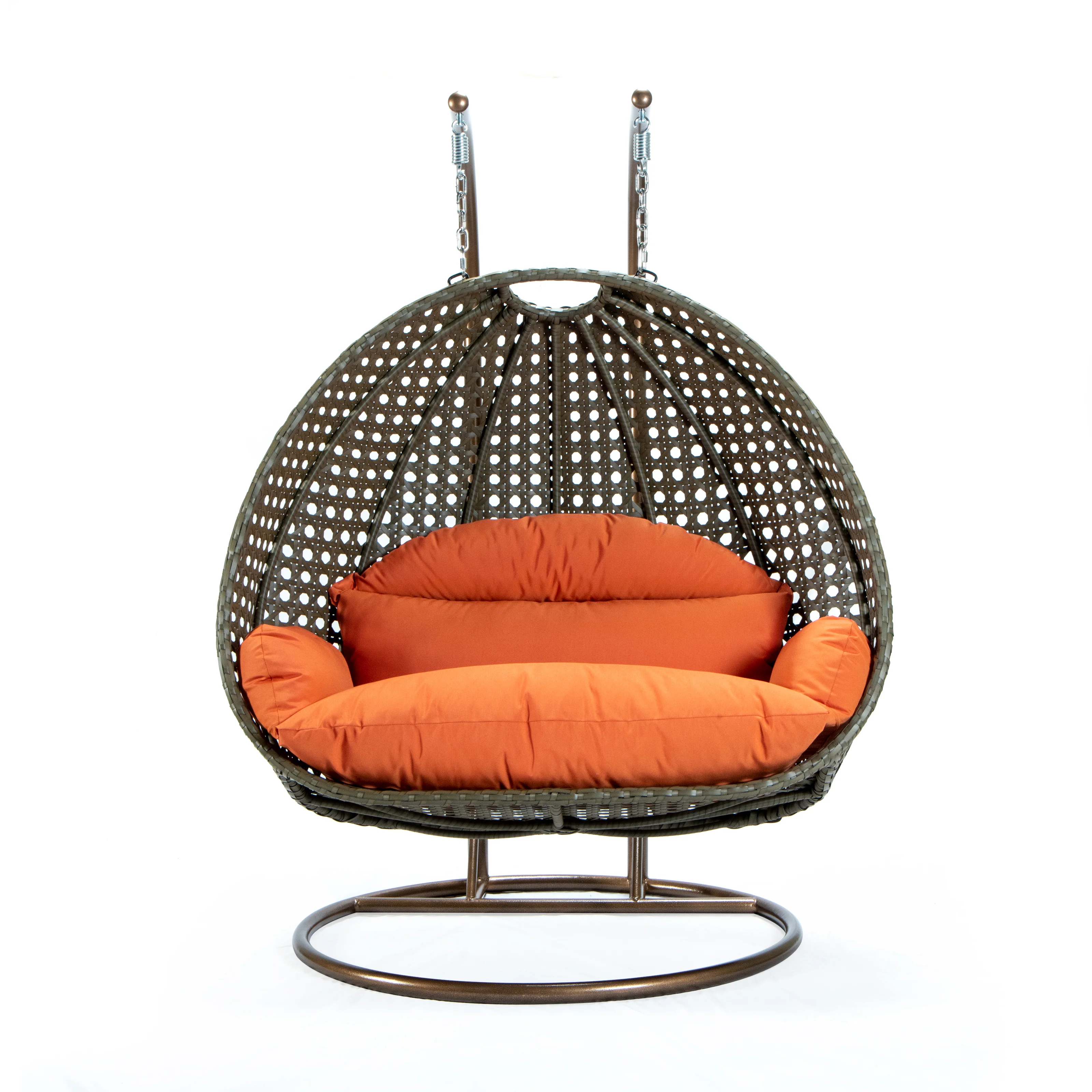 Beige Wicker Hanging 2 person Egg Swing Chair