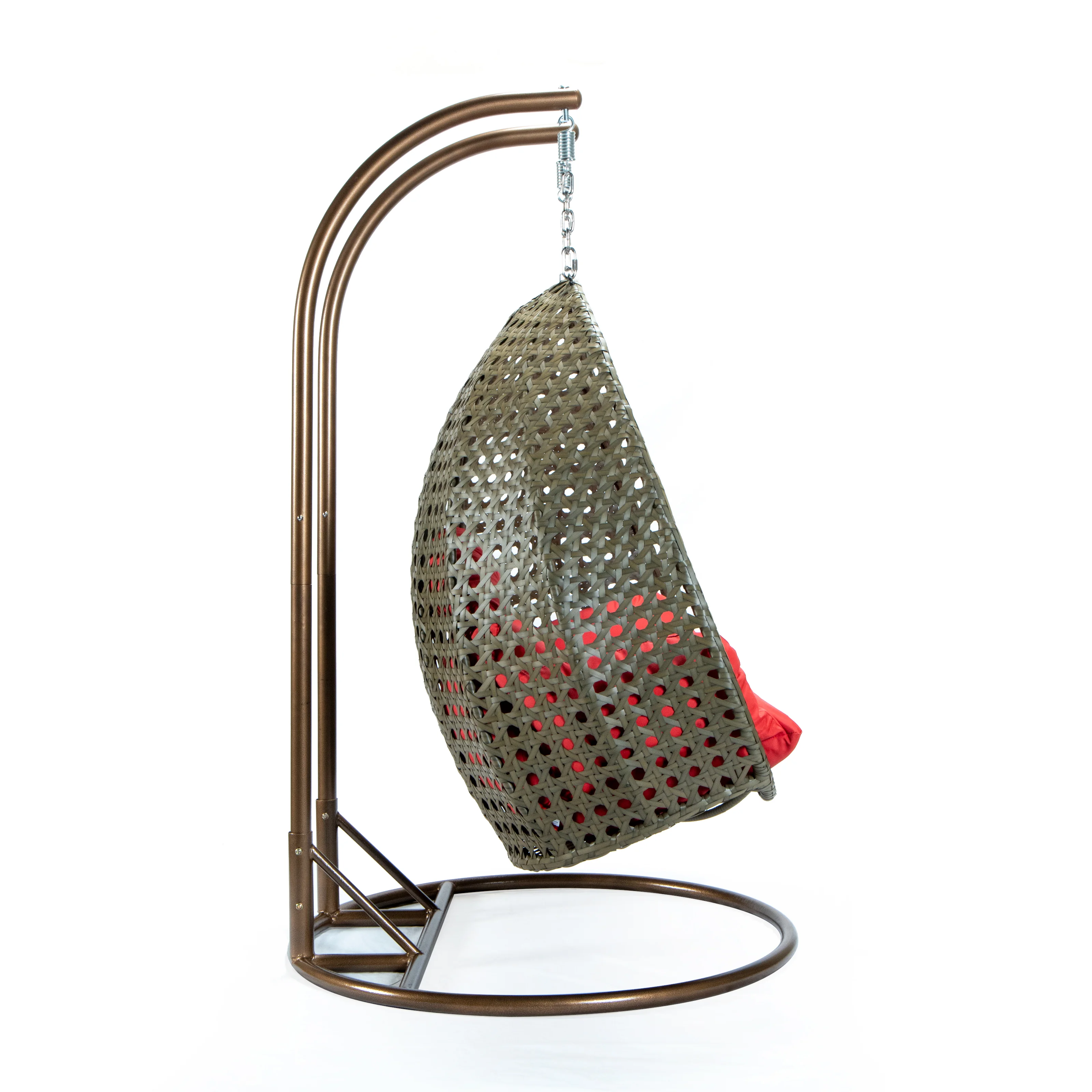 Beige Wicker Hanging 2 person Egg Swing Chair
