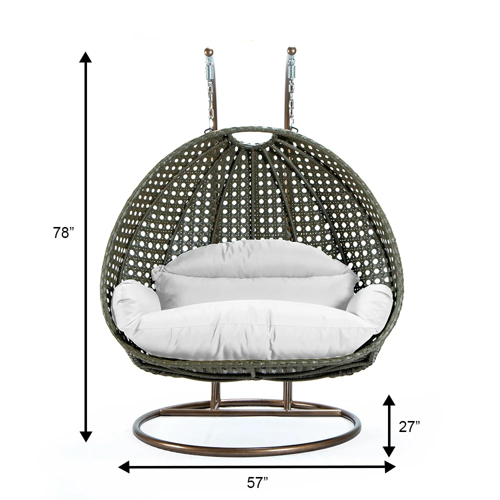 Beige Wicker Hanging 2 person Egg Swing Chair