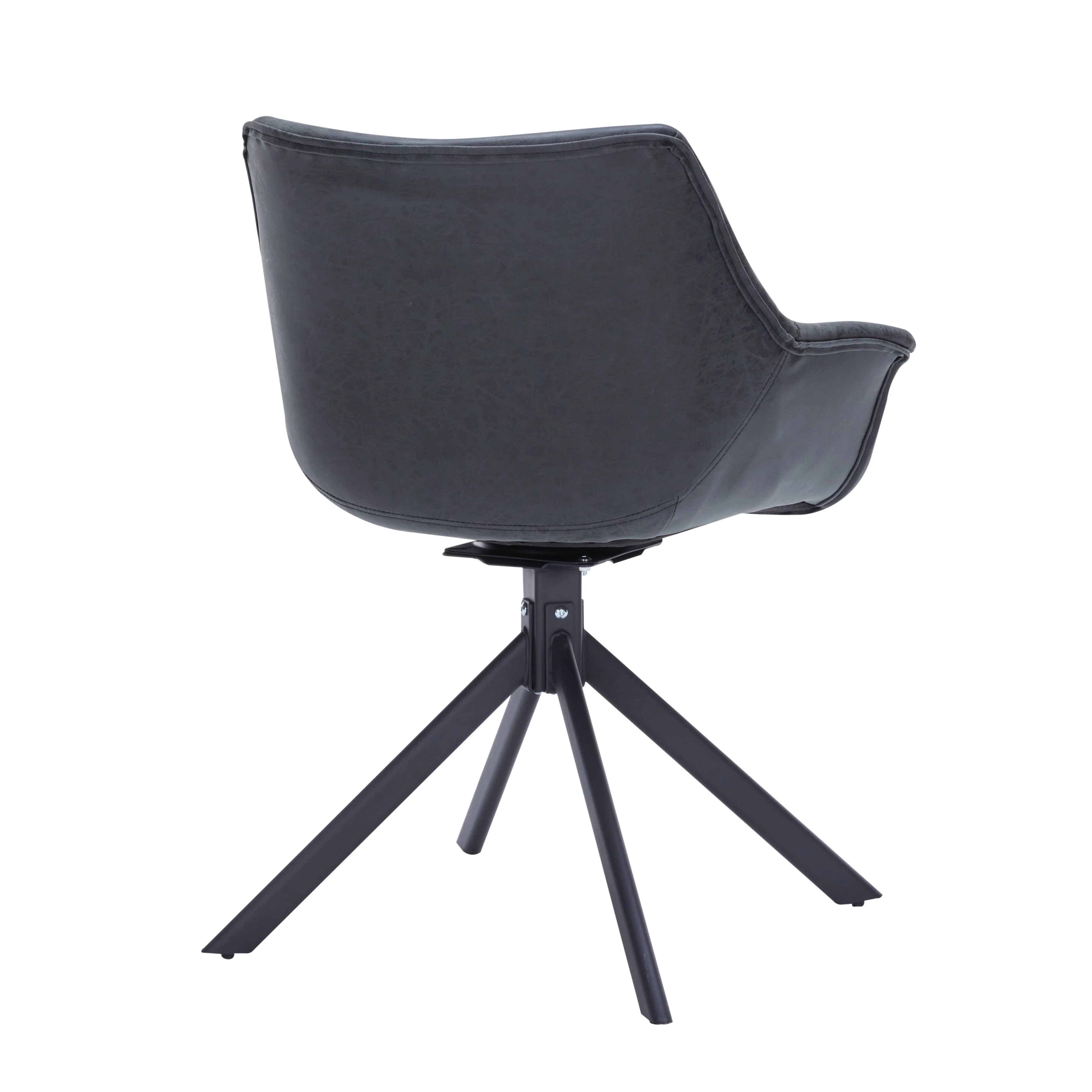 Markley Modern Leather Dining Swival Arm Chair in Black