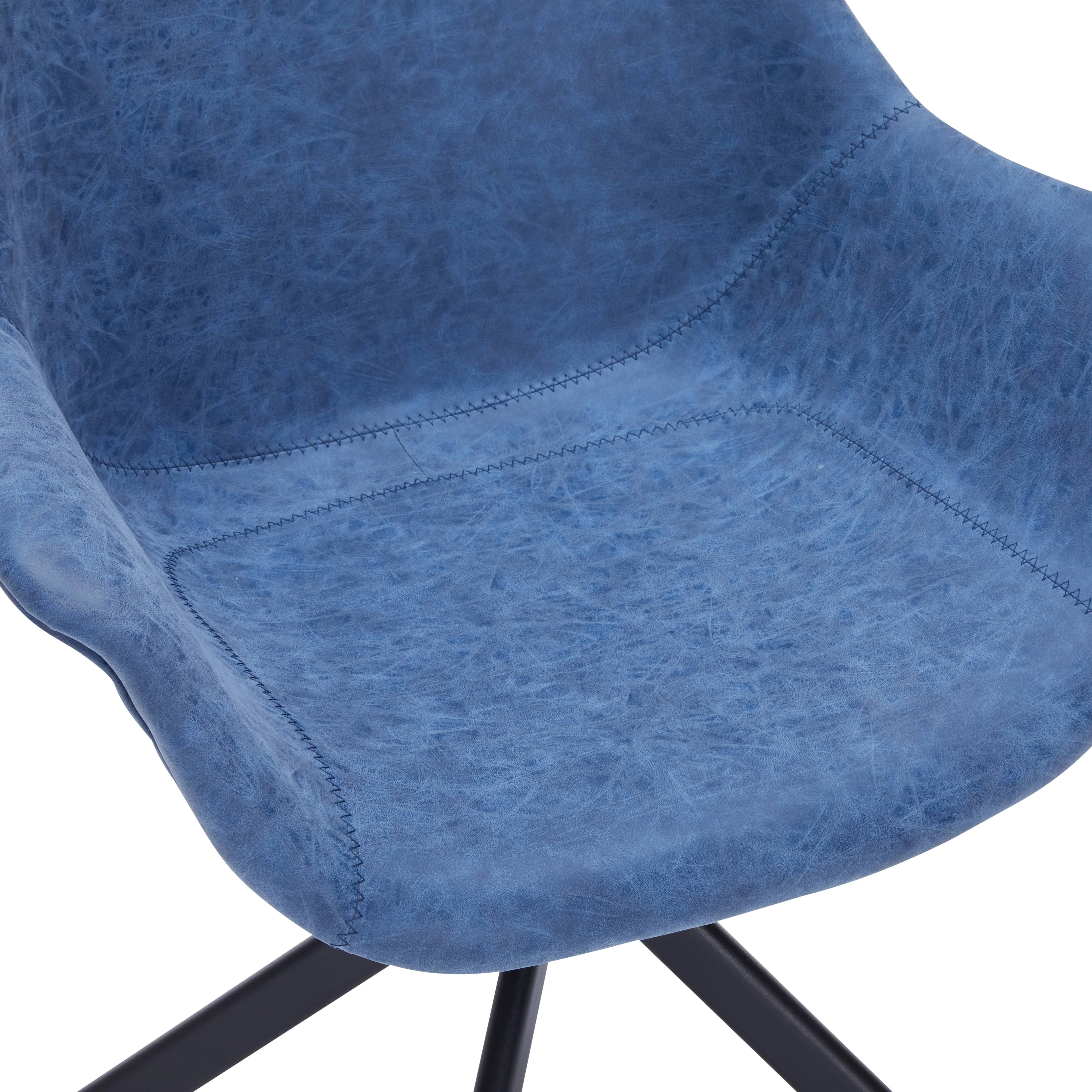 Markley Modern Leather Dining Swival Arm Chair in Light Blue