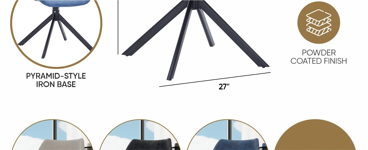 Markley Modern Leather Dining Swival Arm Chair in Light Blue