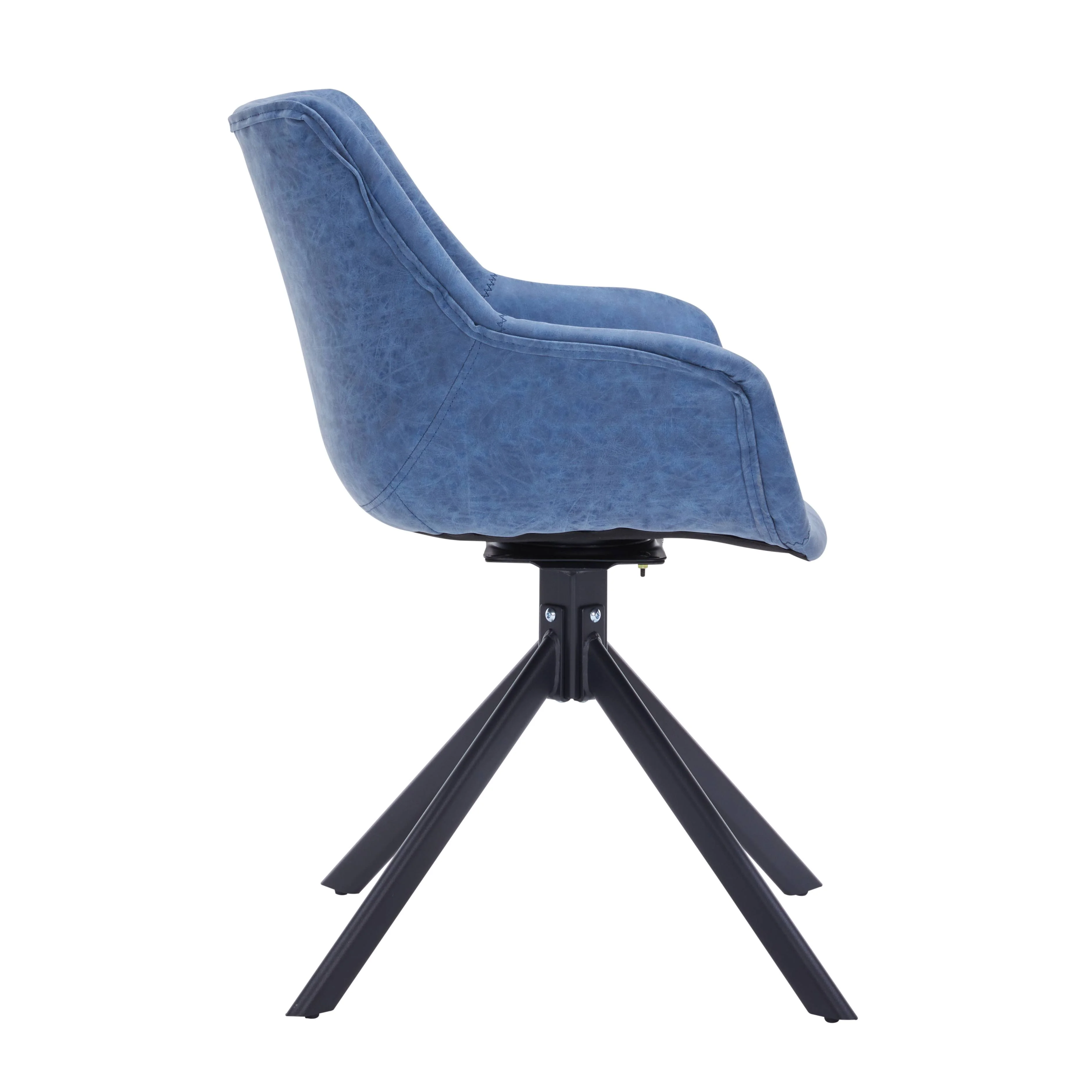 Markley Modern Leather Dining Swival Arm Chair in Light Blue