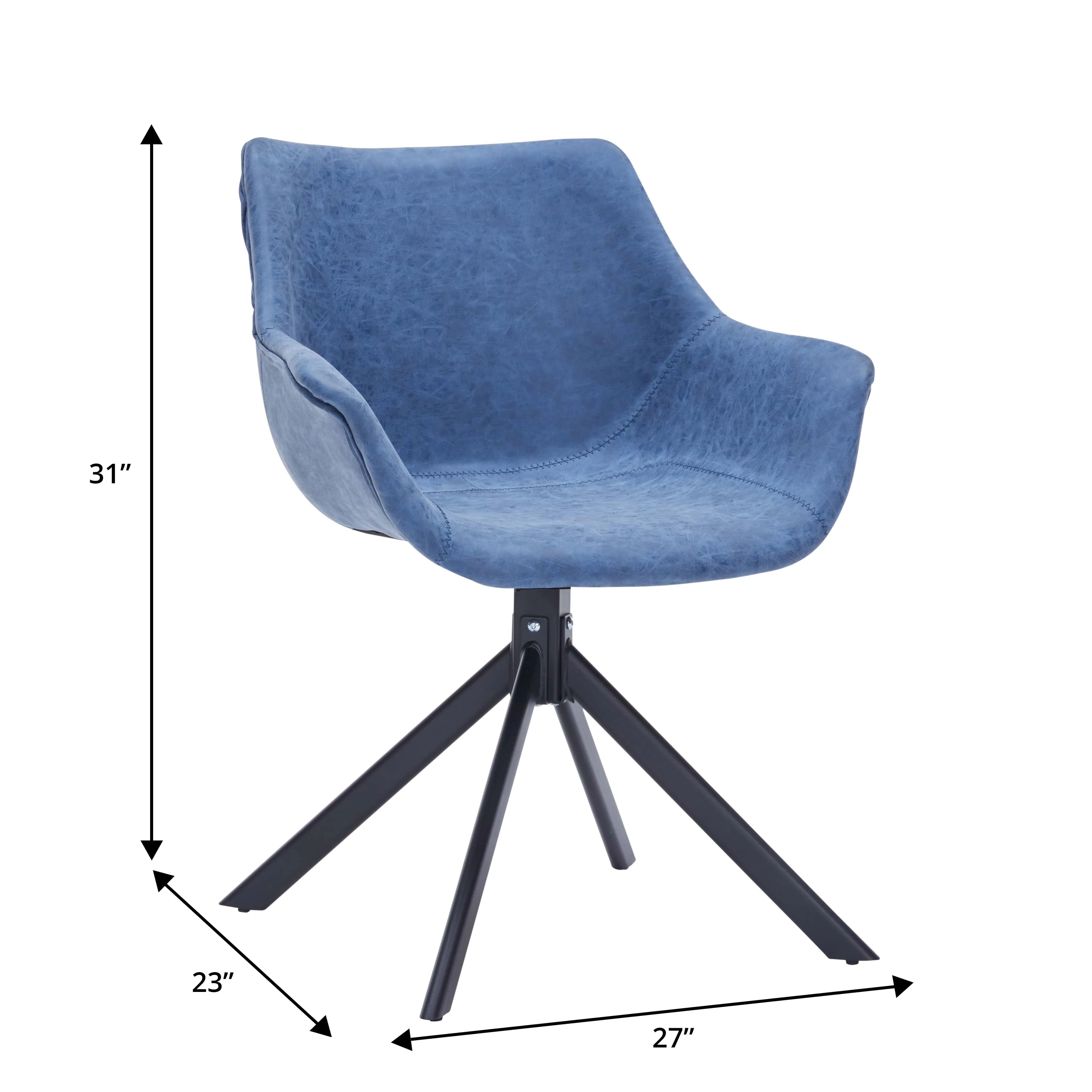 Markley Modern Leather Dining Swival Arm Chair in Light Blue