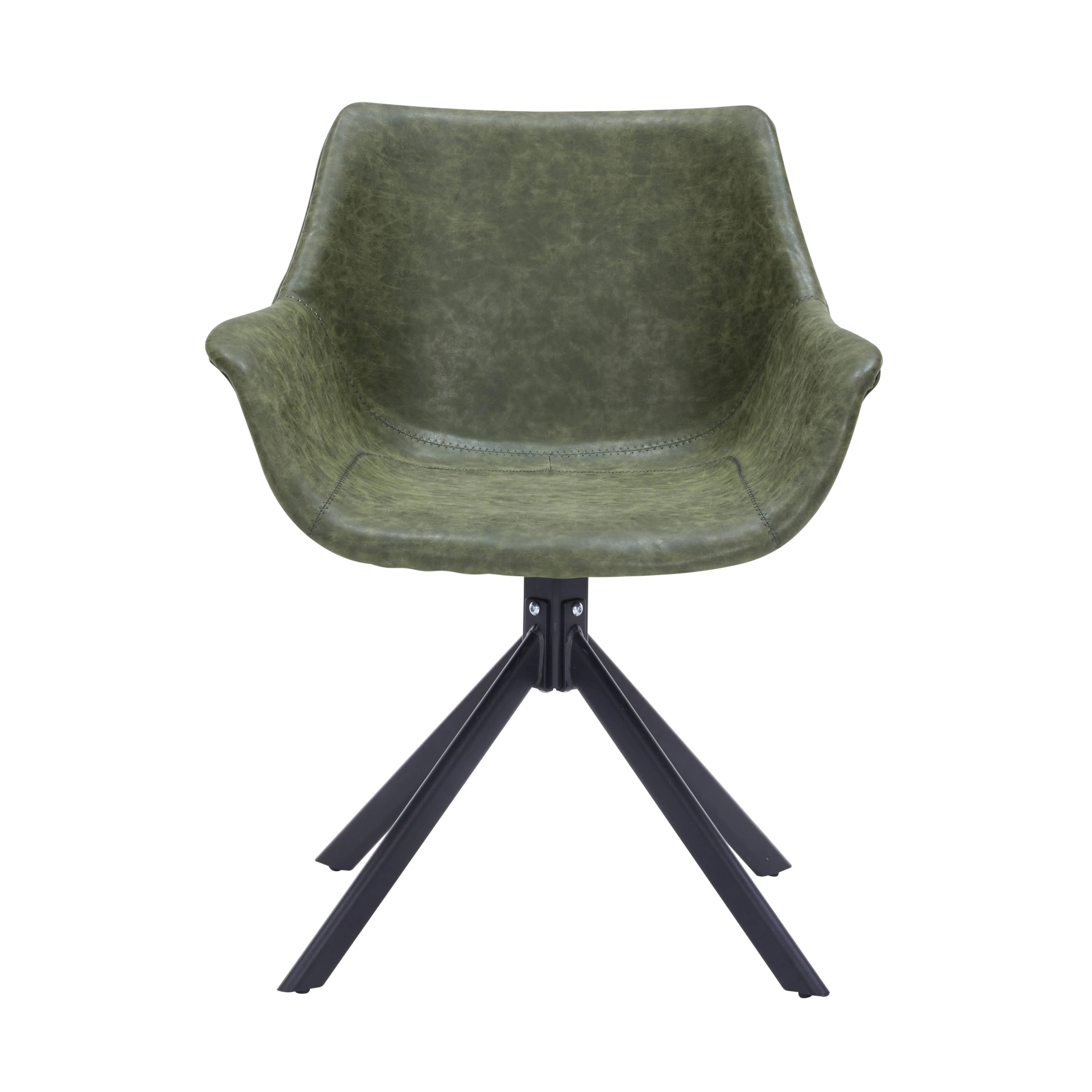 Markley Modern Leather Dining Swival Arm Chair in Green