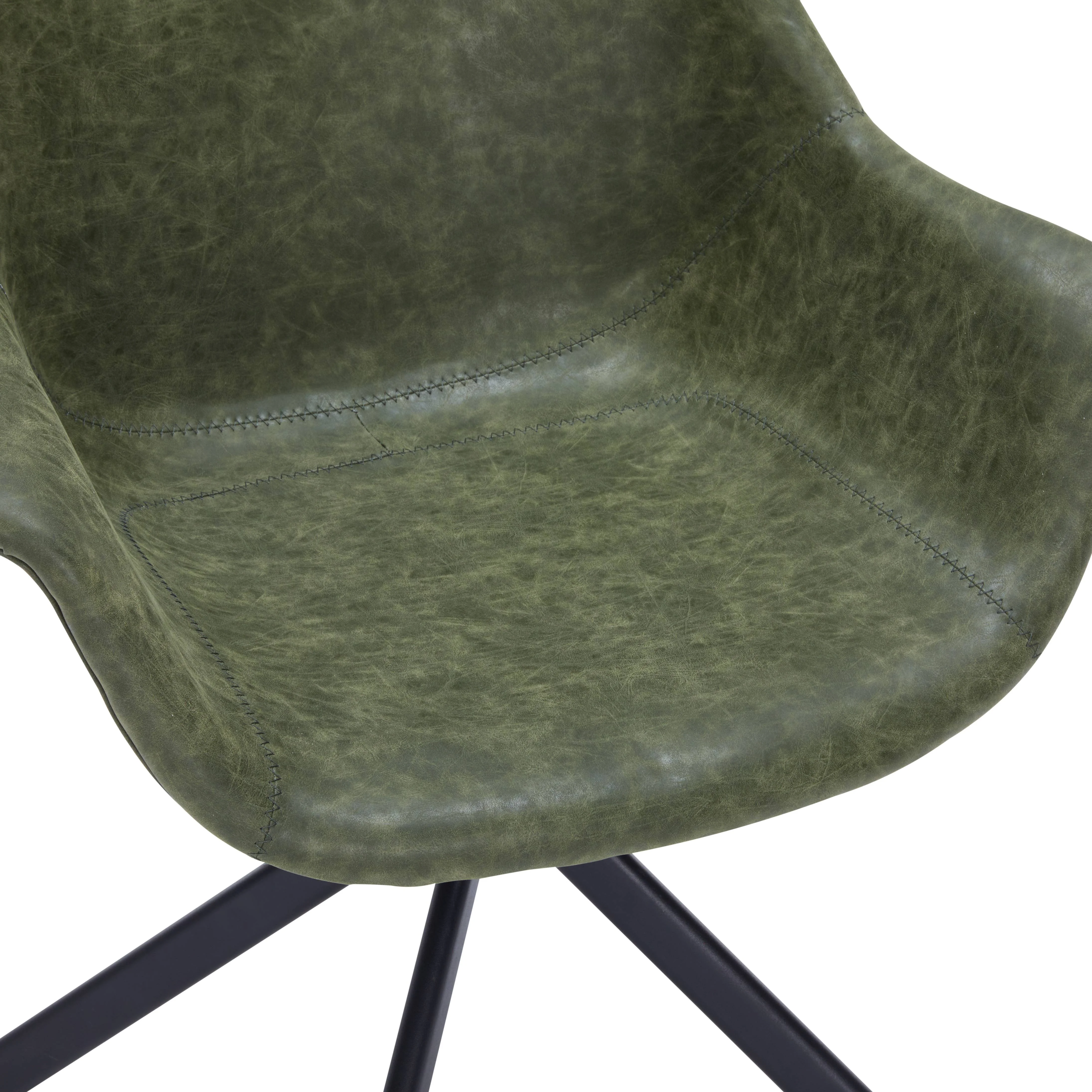 Markley Modern Leather Dining Swival Arm Chair in Green