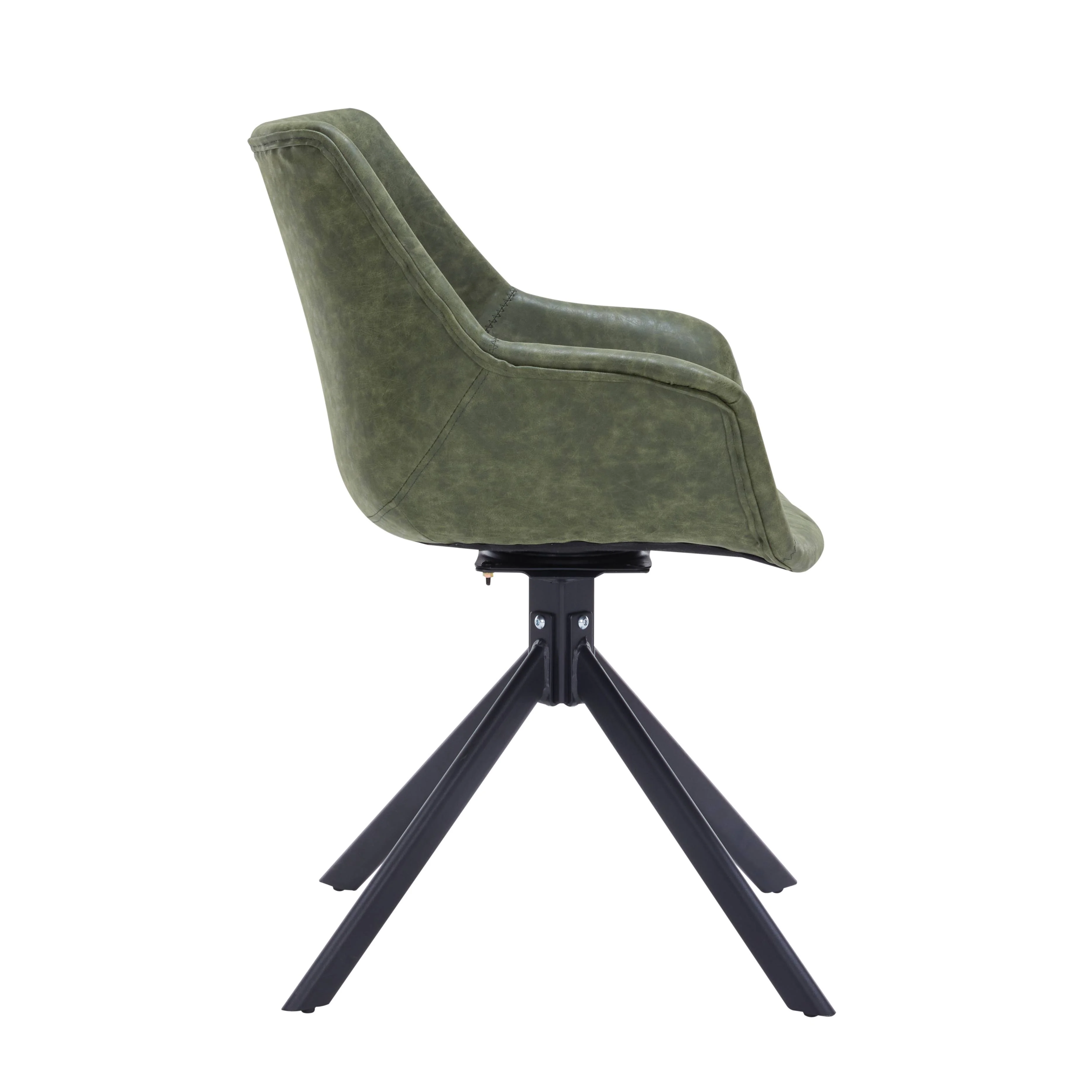 Markley Modern Leather Dining Swival Arm Chair in Green