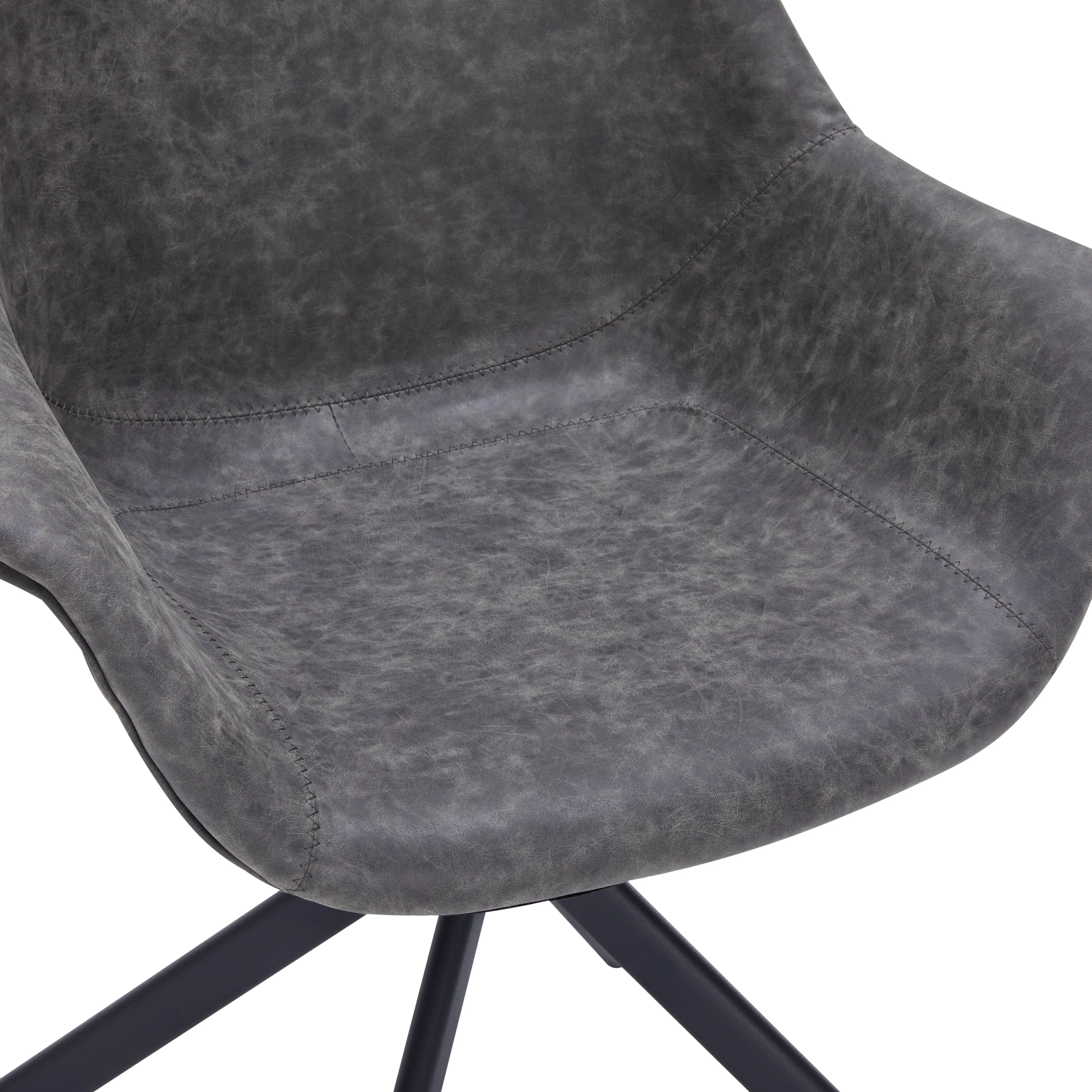 Markley Modern Leather Dining Swival Arm Chair in Grey