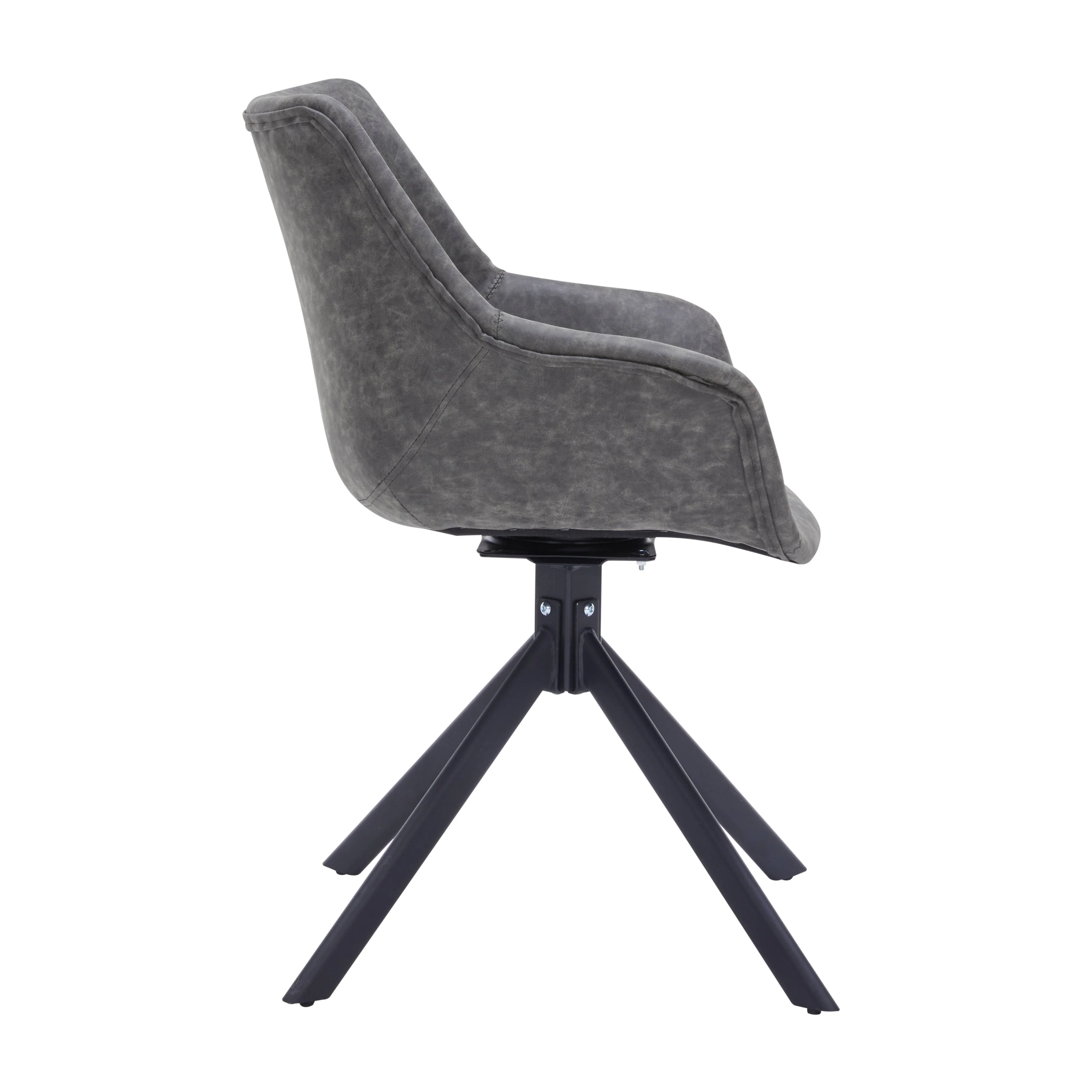 Markley Modern Leather Dining Swival Arm Chair in Grey