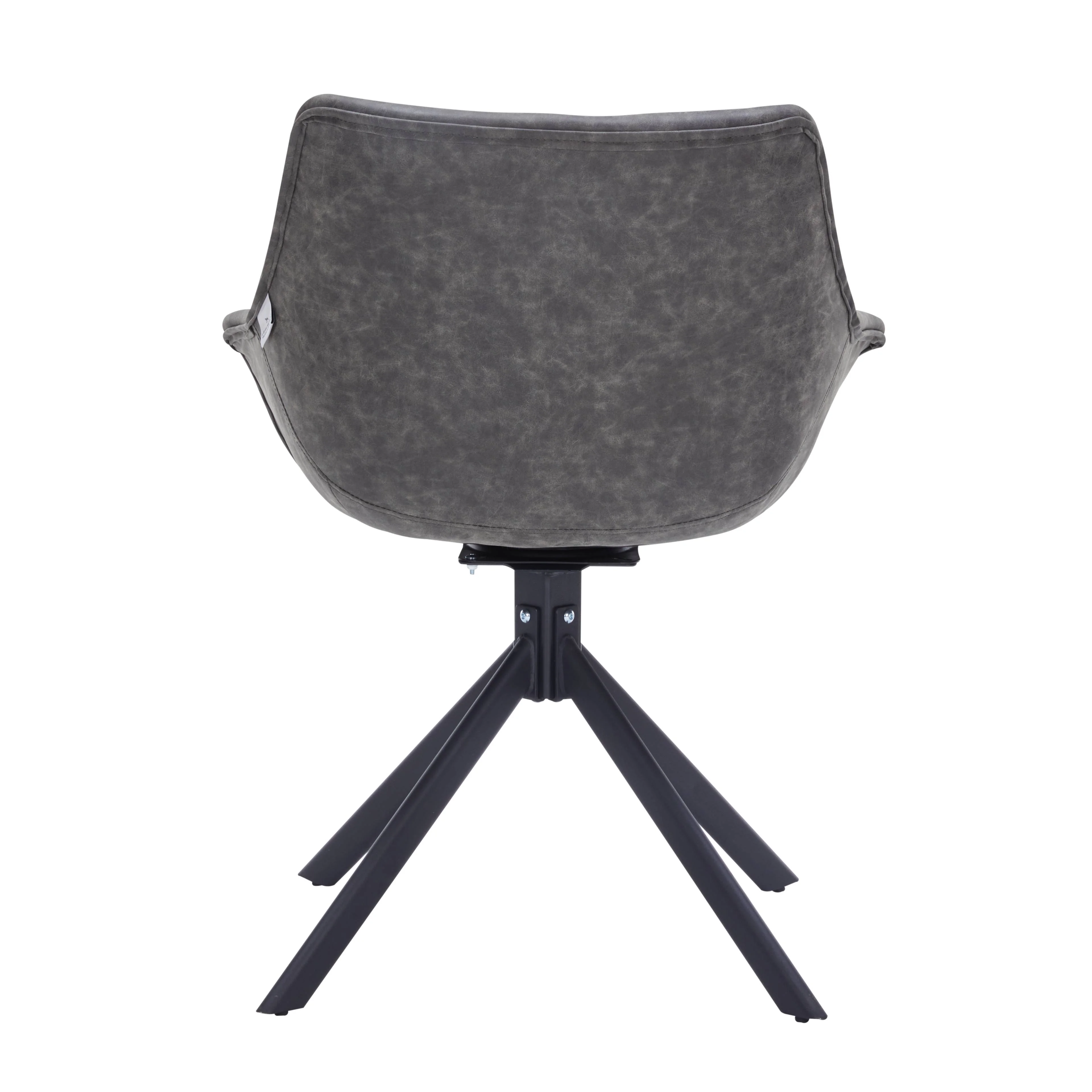 Markley Modern Leather Dining Swival Arm Chair in Grey