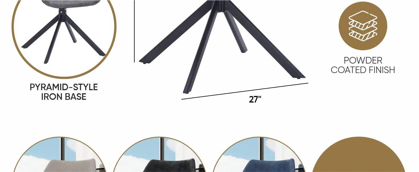 Markley Modern Leather Dining Swival Arm Chair in Grey