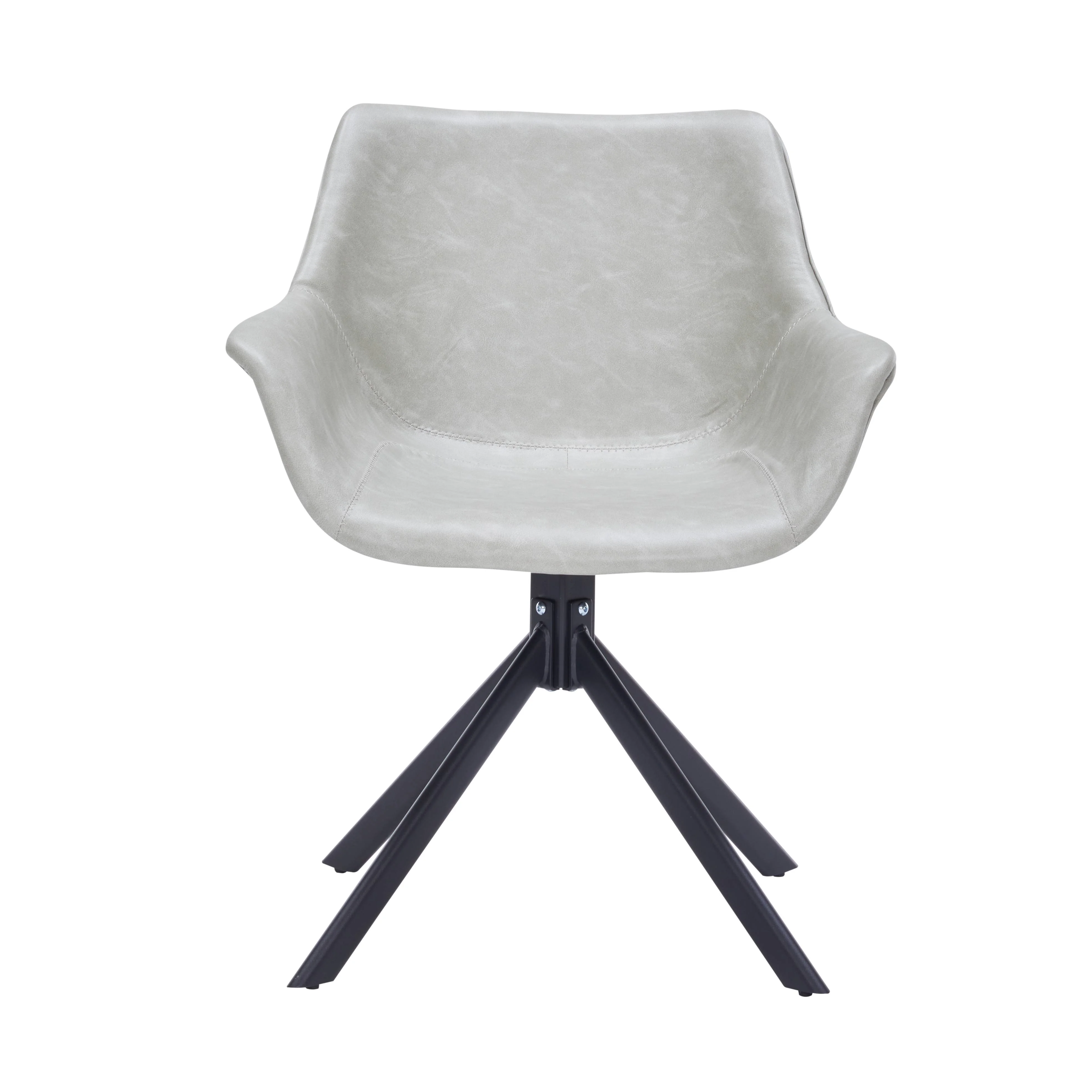 Markley Modern Leather Dining Swival Arm Chair in Light Grey