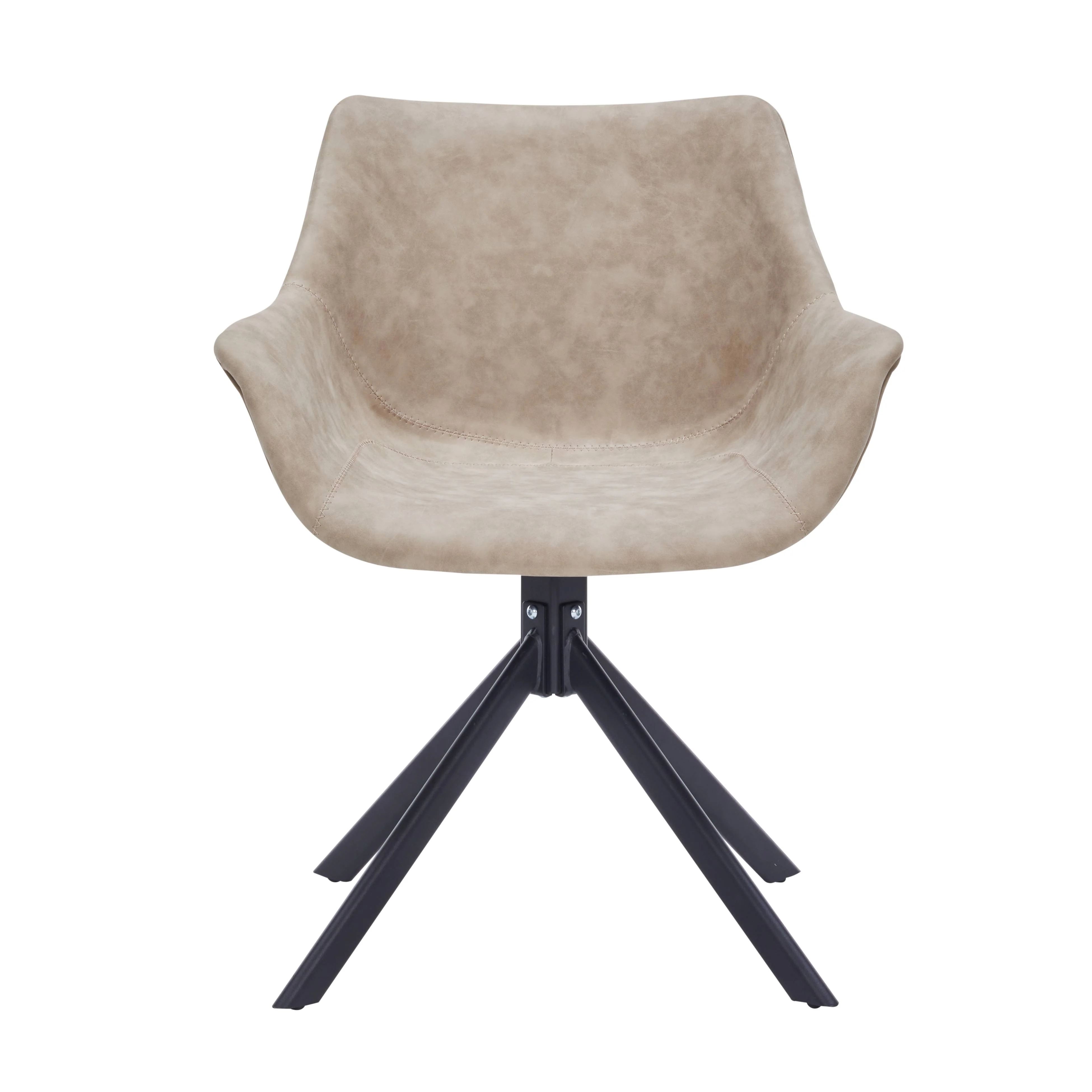 Markley Modern Leather Dining Swival Arm Chair in Taupe