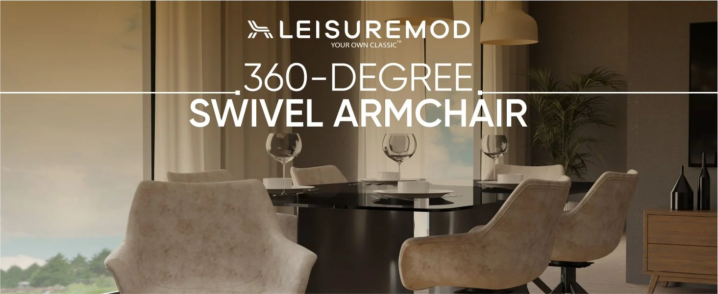 Markley Modern Leather Dining Swival Arm Chair in Taupe