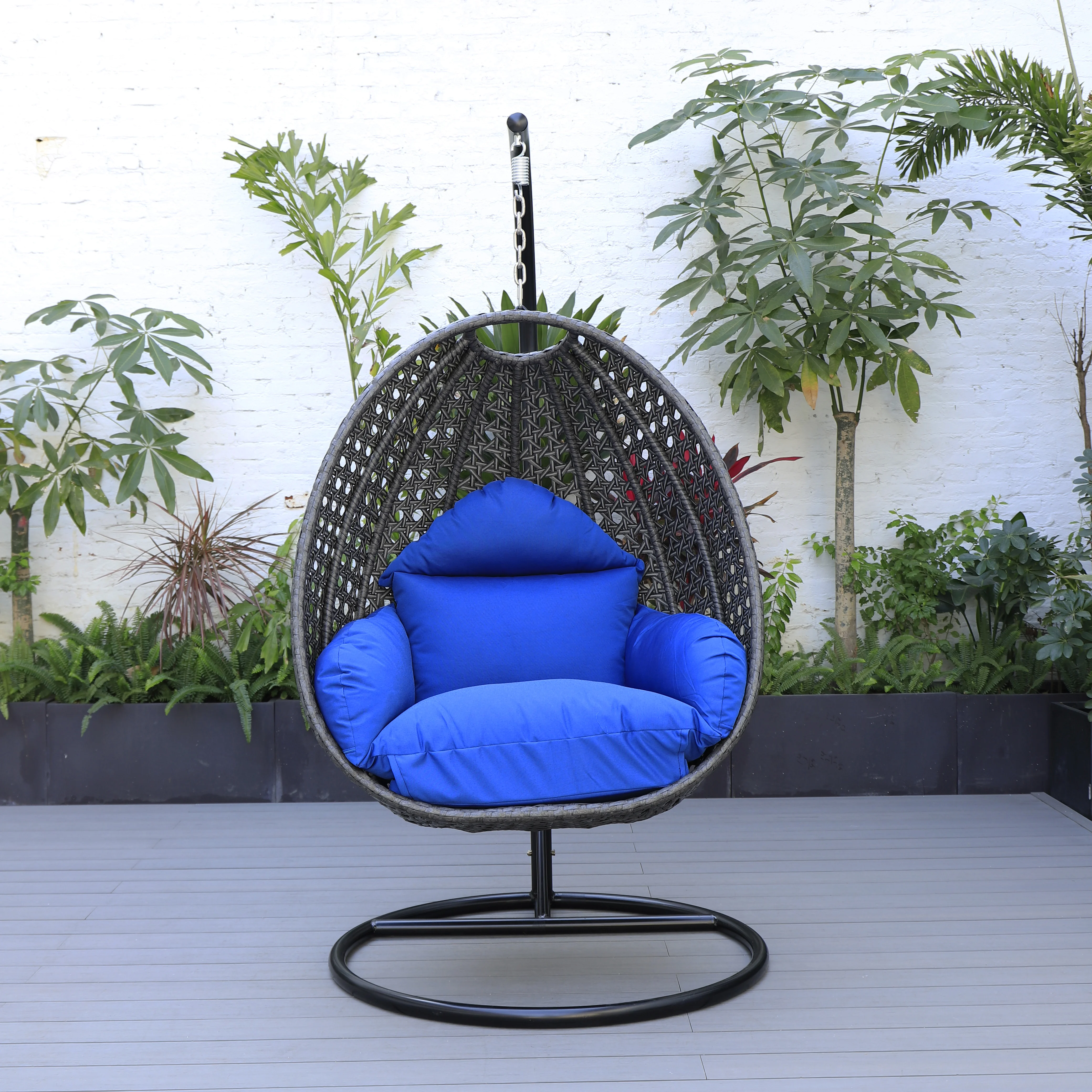 Charcoal Wicker Hanging Egg Swing Chair