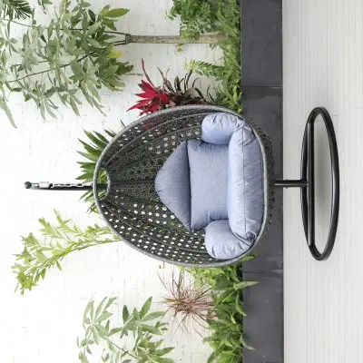 Charcoal Wicker Hanging Egg Swing Chair