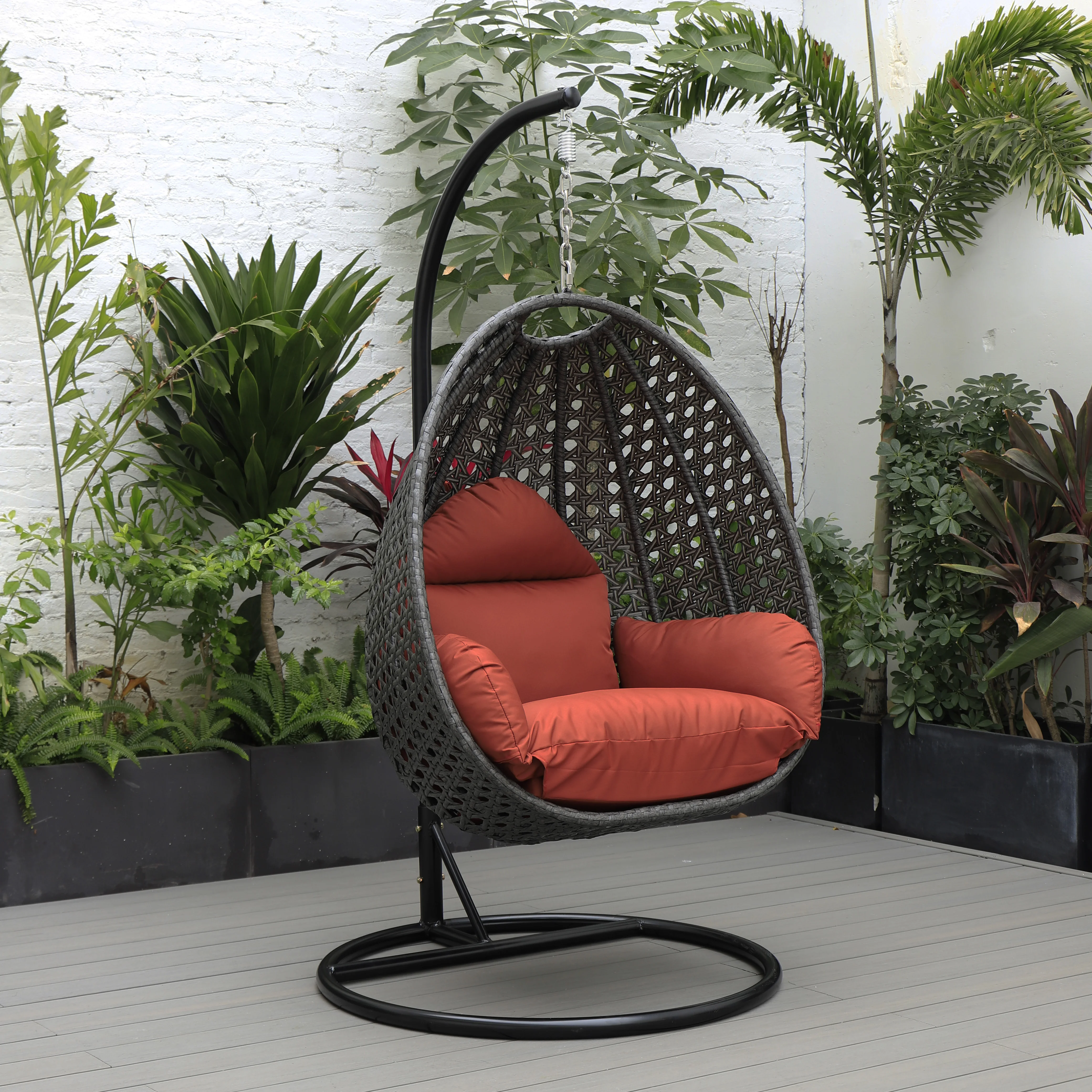Charcoal Wicker Hanging Egg Swing Chair
